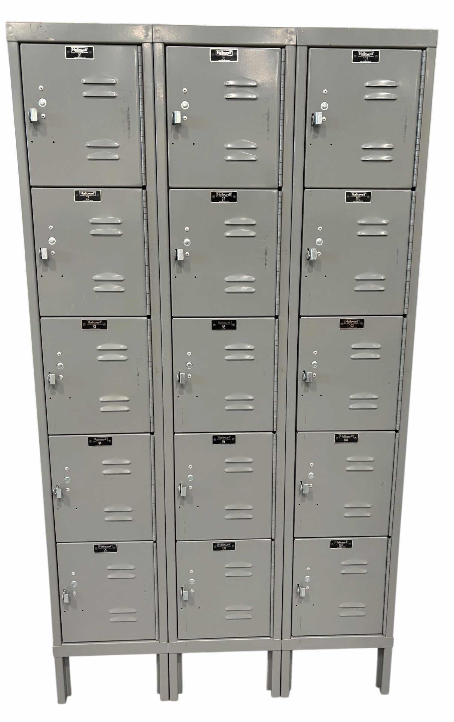 Photo 1 of HALLOWELL INDUSTRIAL FIVE TIER THREE WIDE METAL BOX LOCKER 12” X 36” X 66”H