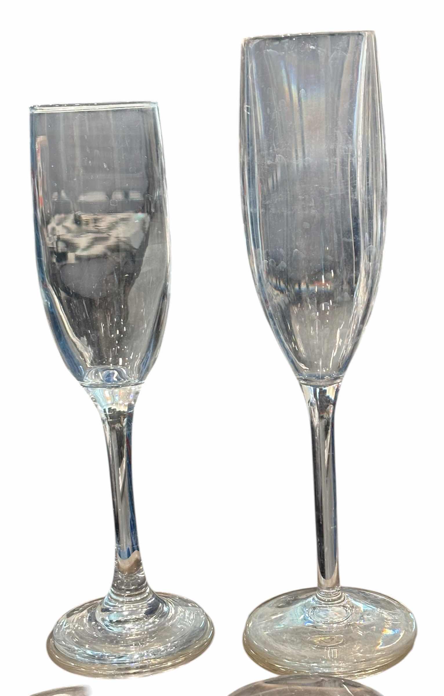 Photo 1 of 45 PLASTIC & GLASS CHAMPAGNE GLASSES 8 3/4”H & 9 1/2”H