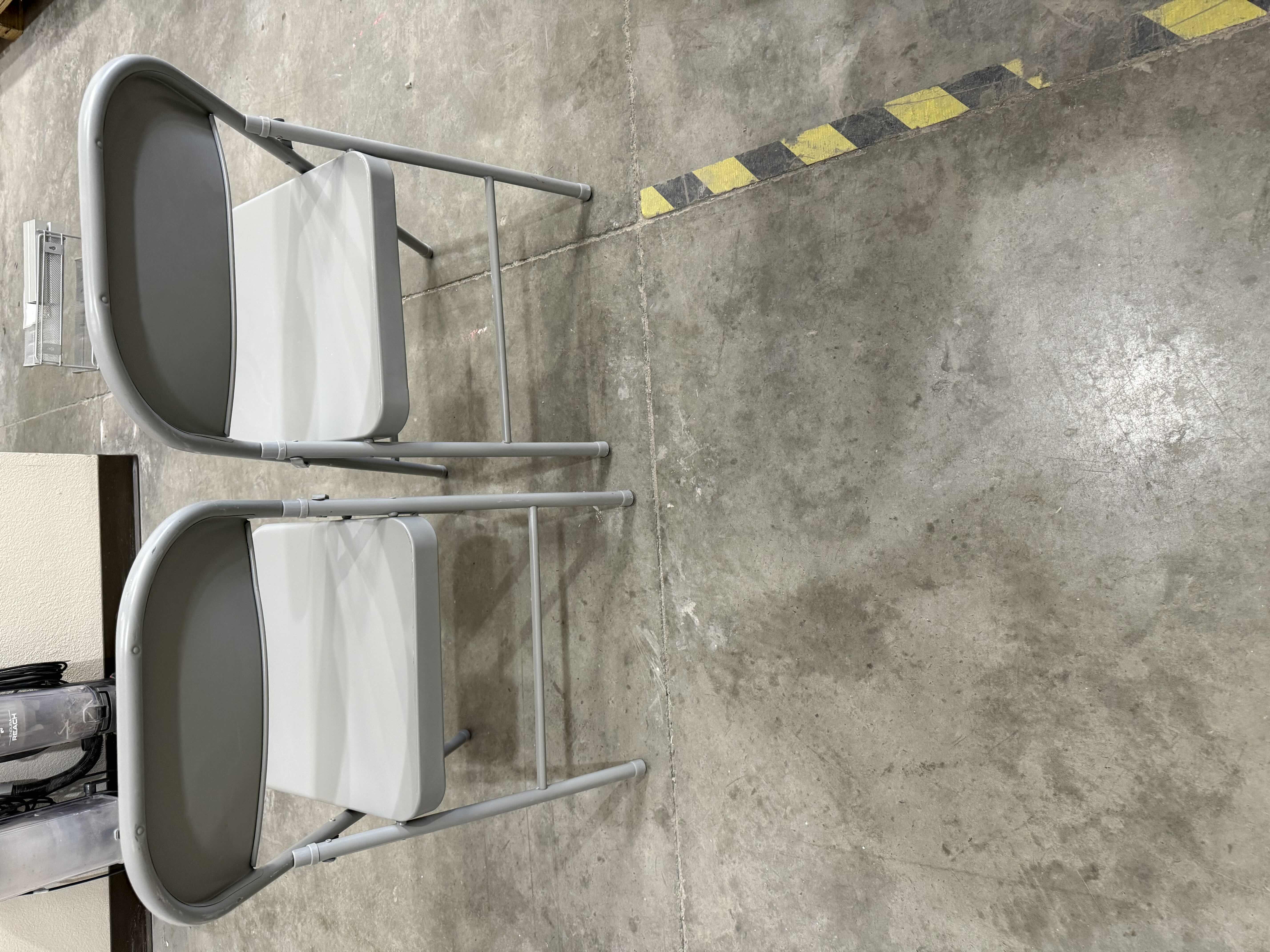 Photo 1 of 2-METAL GREY FOLDING CHAIRS