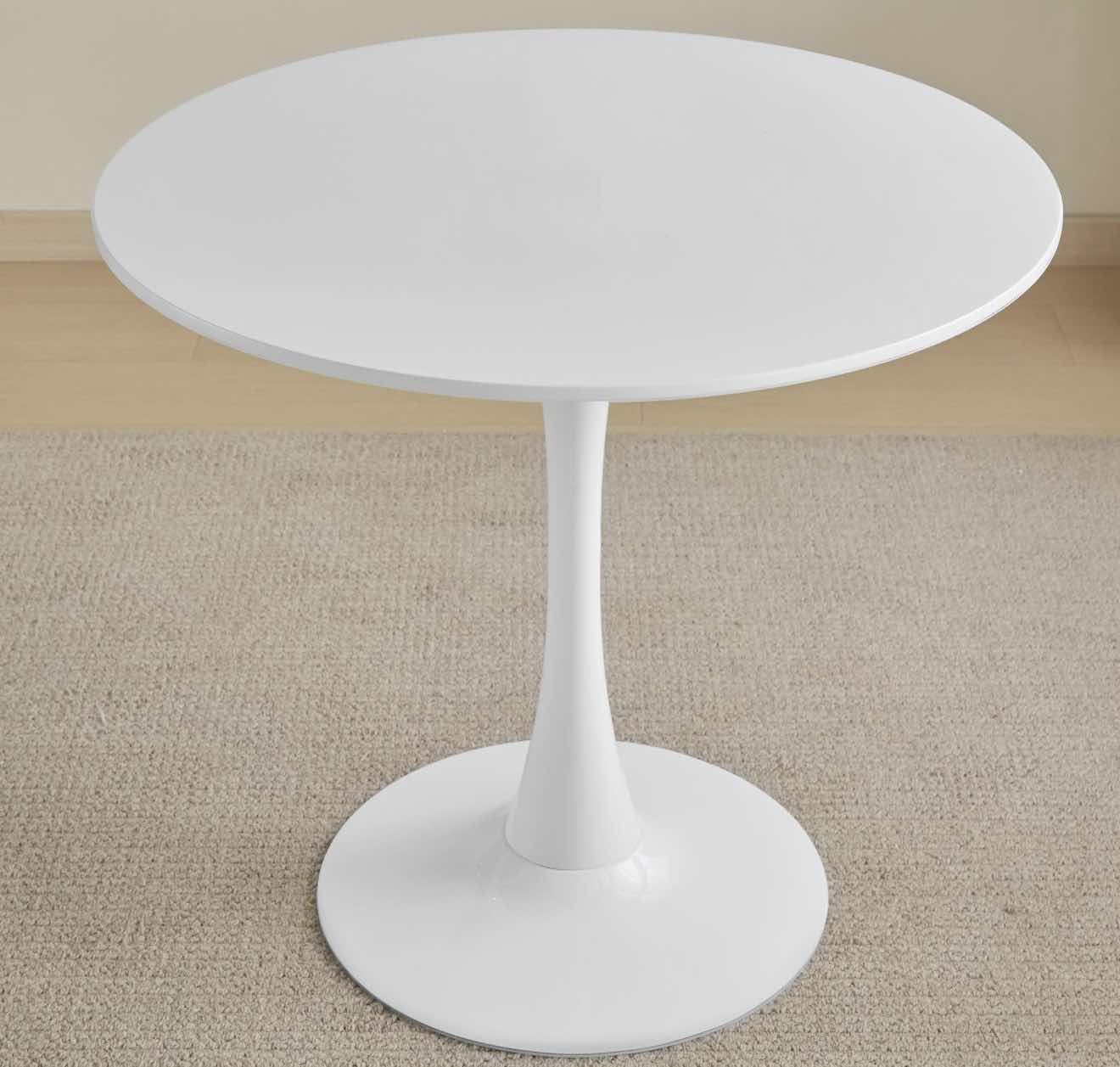 Photo 1 of 32” ROUND MID-CENTURY MODERN TULIP DINING TABLE W WOOD TOP & GLOSS IRON BASE H29”
