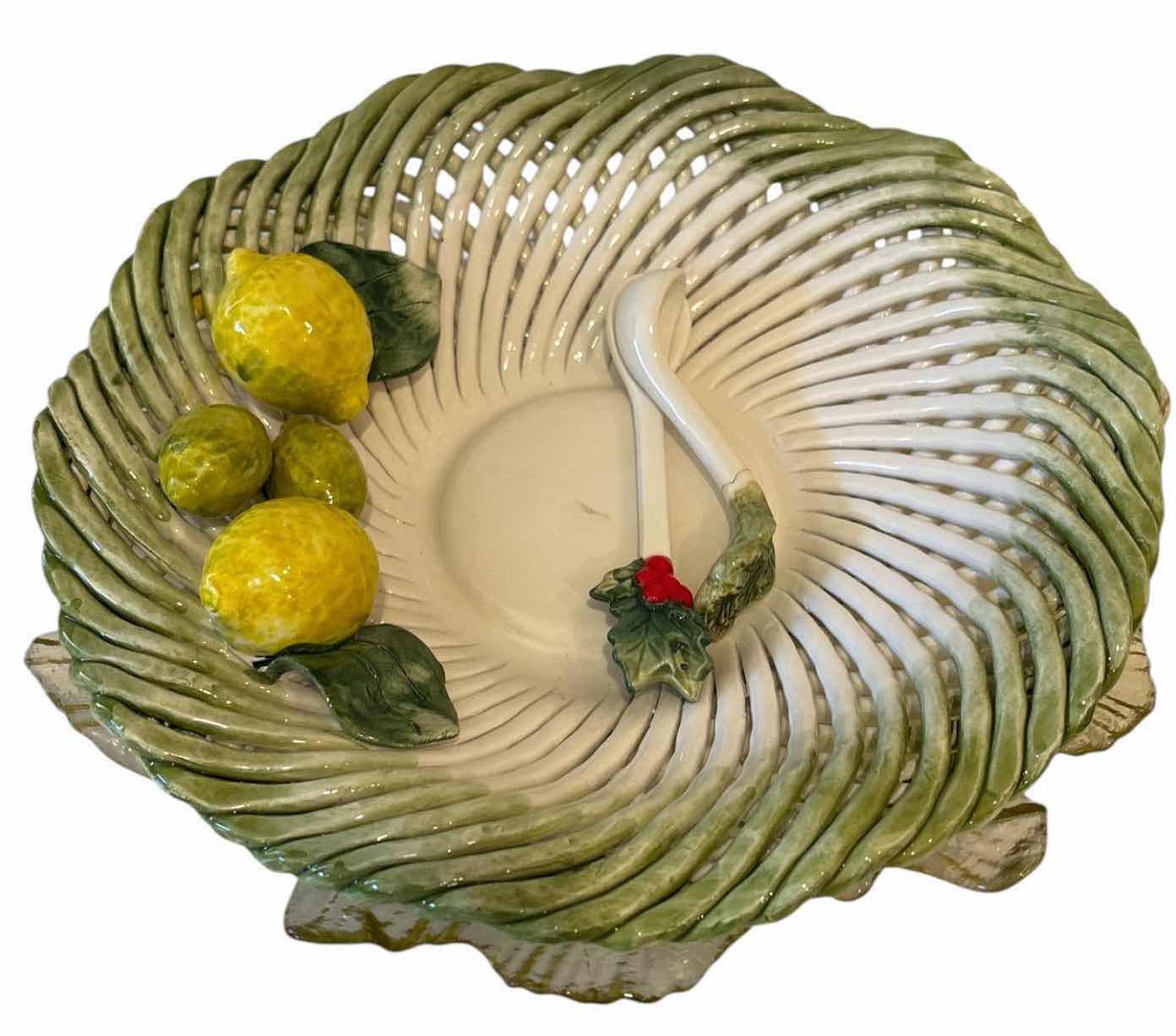 Photo 1 of (11)PCS SERVING-WARE -LEMON CERAMIC BOWL, GLASS FLORAL PLATES & SERVING PLATTER D11”