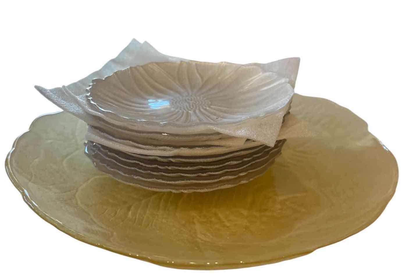 Photo 1 of (11)PCS SERVING-WARE -LEMON CERAMIC BOWL, GLASS FLORAL PLATES & SERVING PLATTER D11”