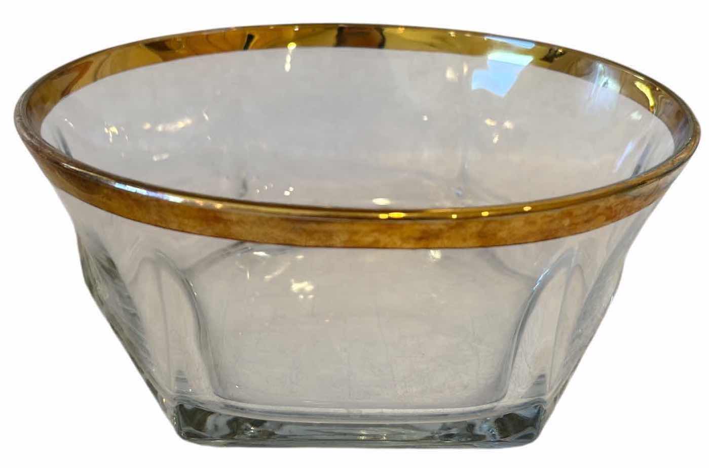 Photo 1 of (7)PCS TABLEWARE GOLD-TRIMMED SERVING DISHES & GLASS BOWL D8.5”
