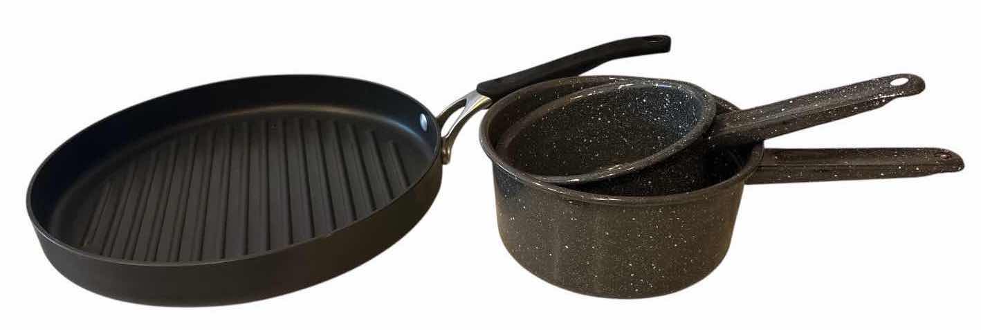 Photo 1 of (7)PCS KITCHEN COOKWARE & BLENDER SET – GRILL PAN, SAUCEPANS & ACCESSORIES D12”