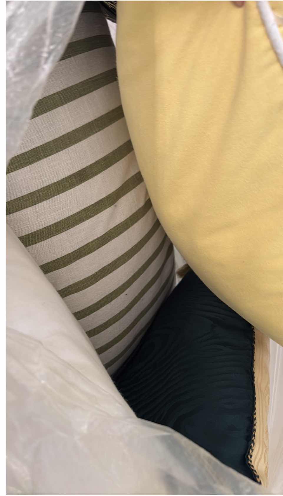 Photo 1 of LARGE BAG OF DECORATIVE THROW PILLOWS-GREEN, YELLOW & BLACK