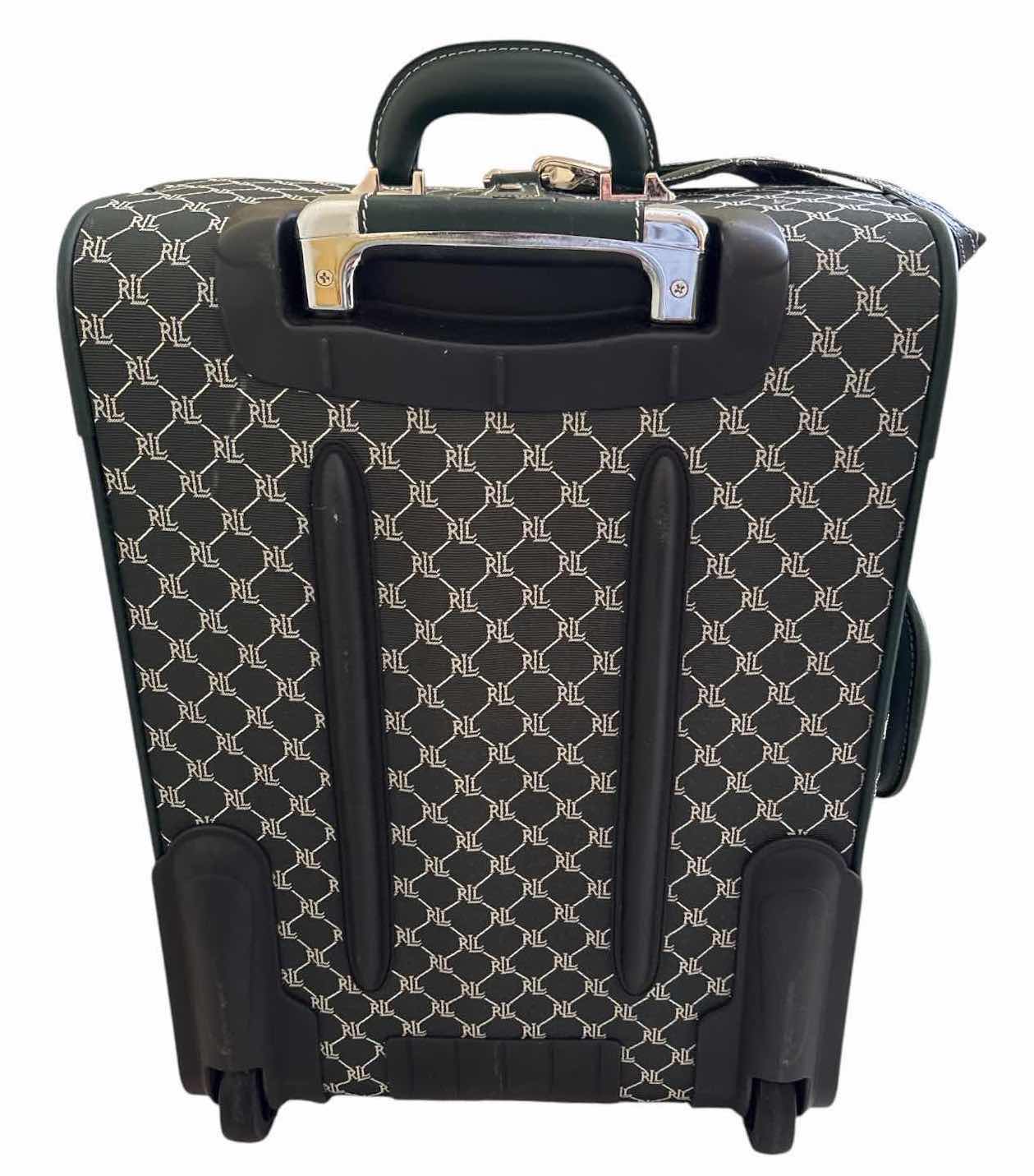 Photo 1 of BLACK & GRAY MONOGRAM PATTERN ROLLING CARRY-ON SUITCASE 16.5”X9”H22” $50