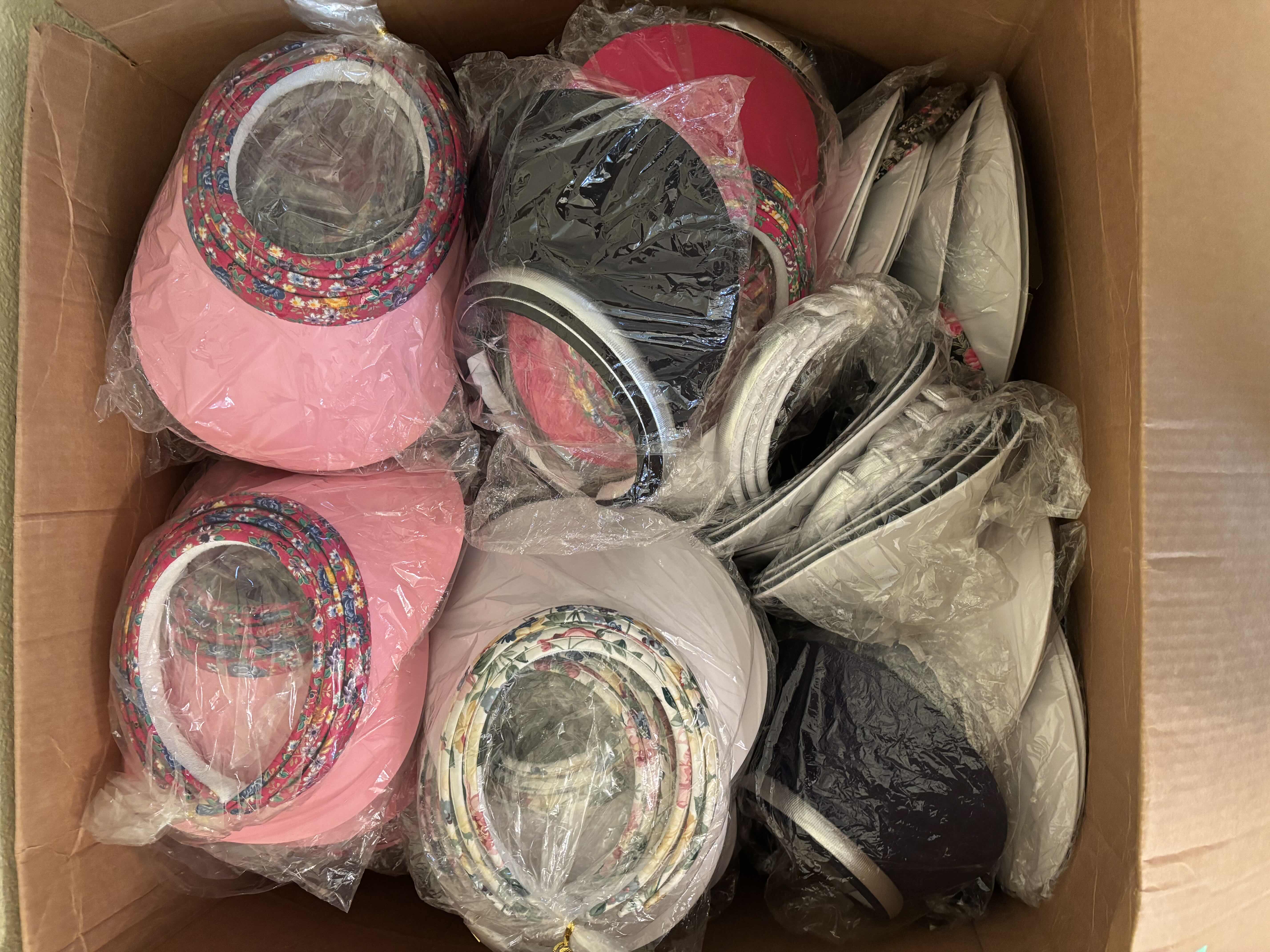 Photo 1 of BOX OF VISORS IN MULTIPLE COLORS & STYLES