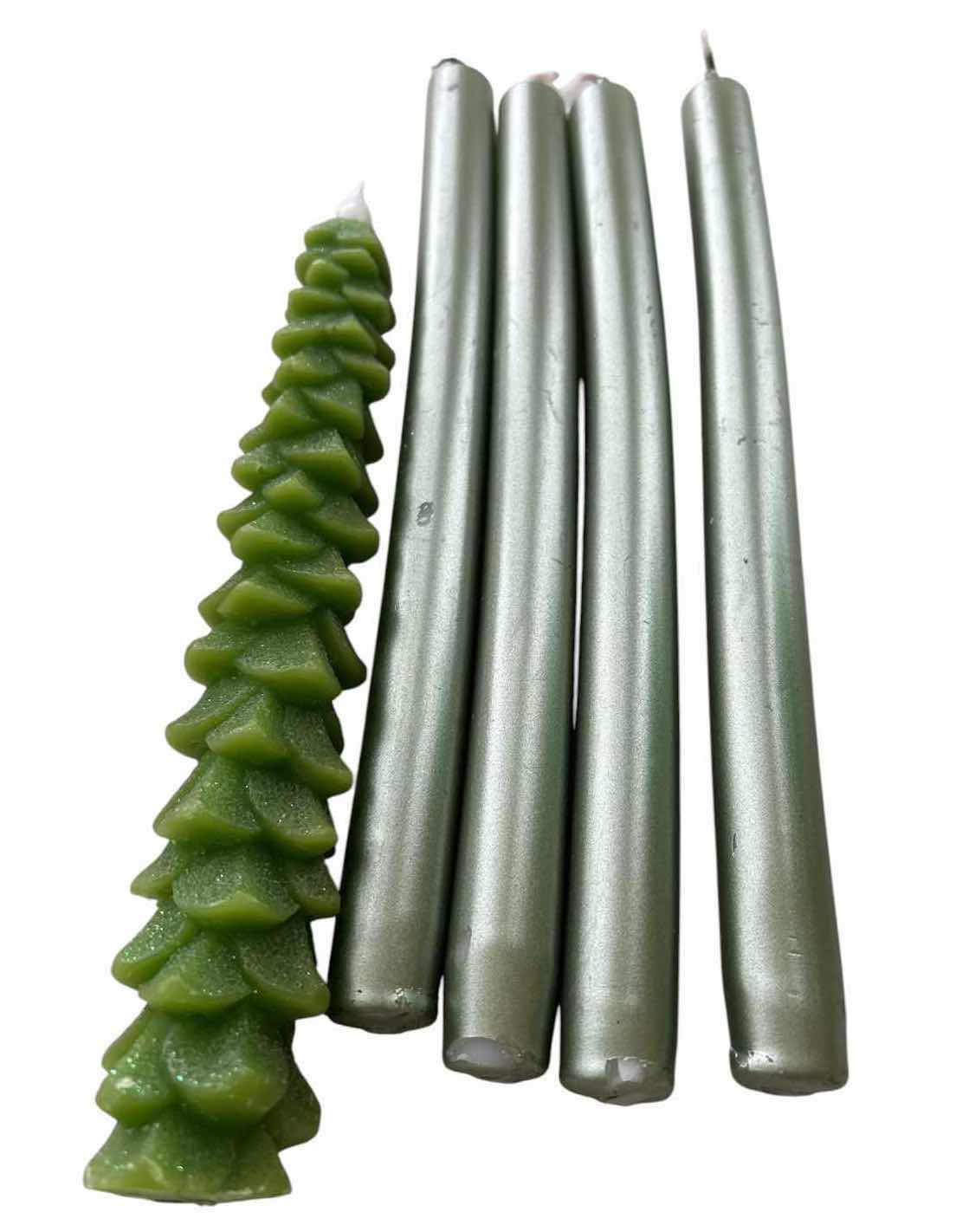Photo 1 of (7)PCS GREEN GLASS & DECORATIVE CANDLE