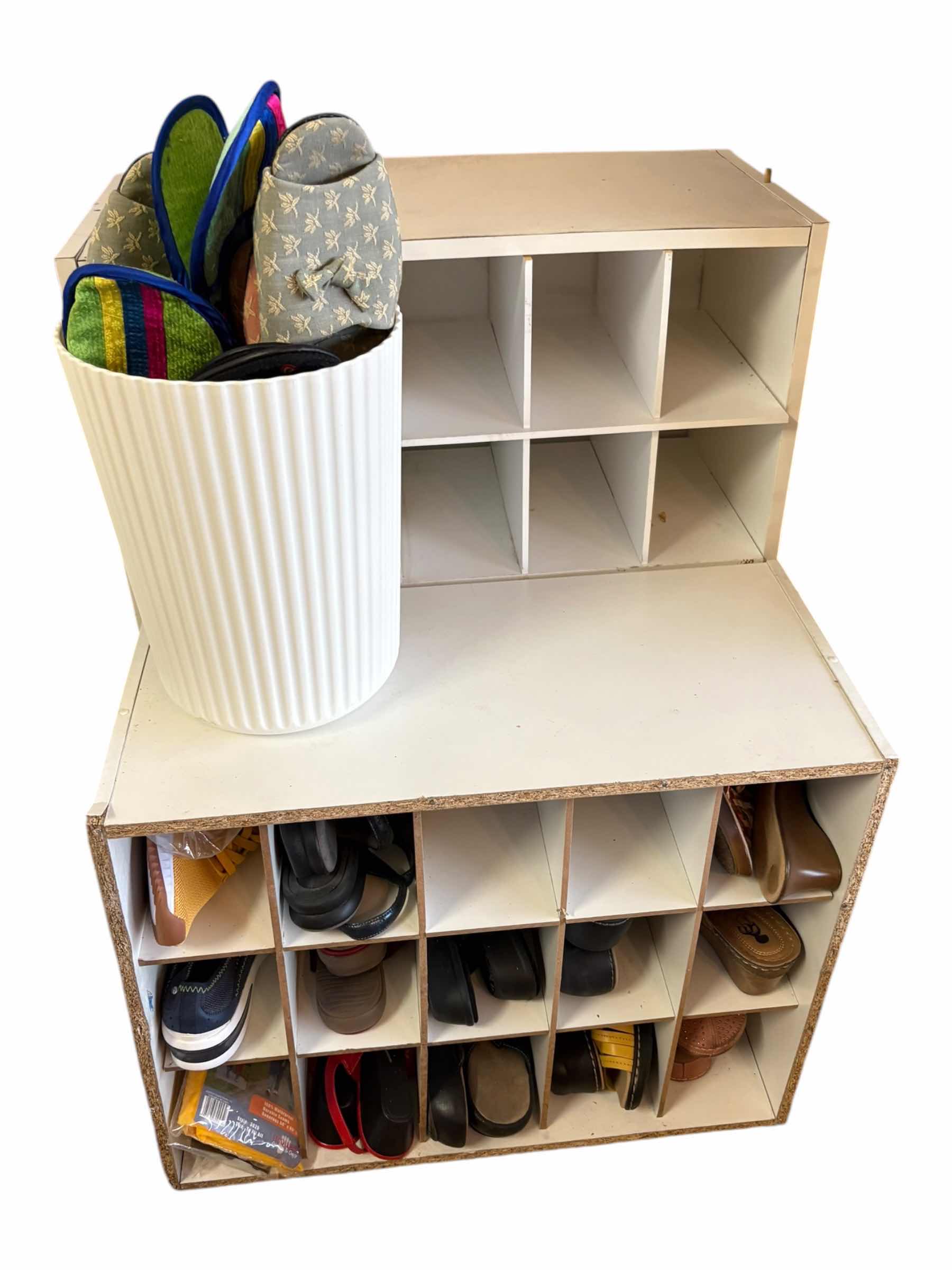 Photo 1 of (2)PCS SHOE STORAGE ORGANIZER WITH ASSORTED WOMEN’S SHOES & SLIPPERS SIZE 7
35.5”X12.5”H32”