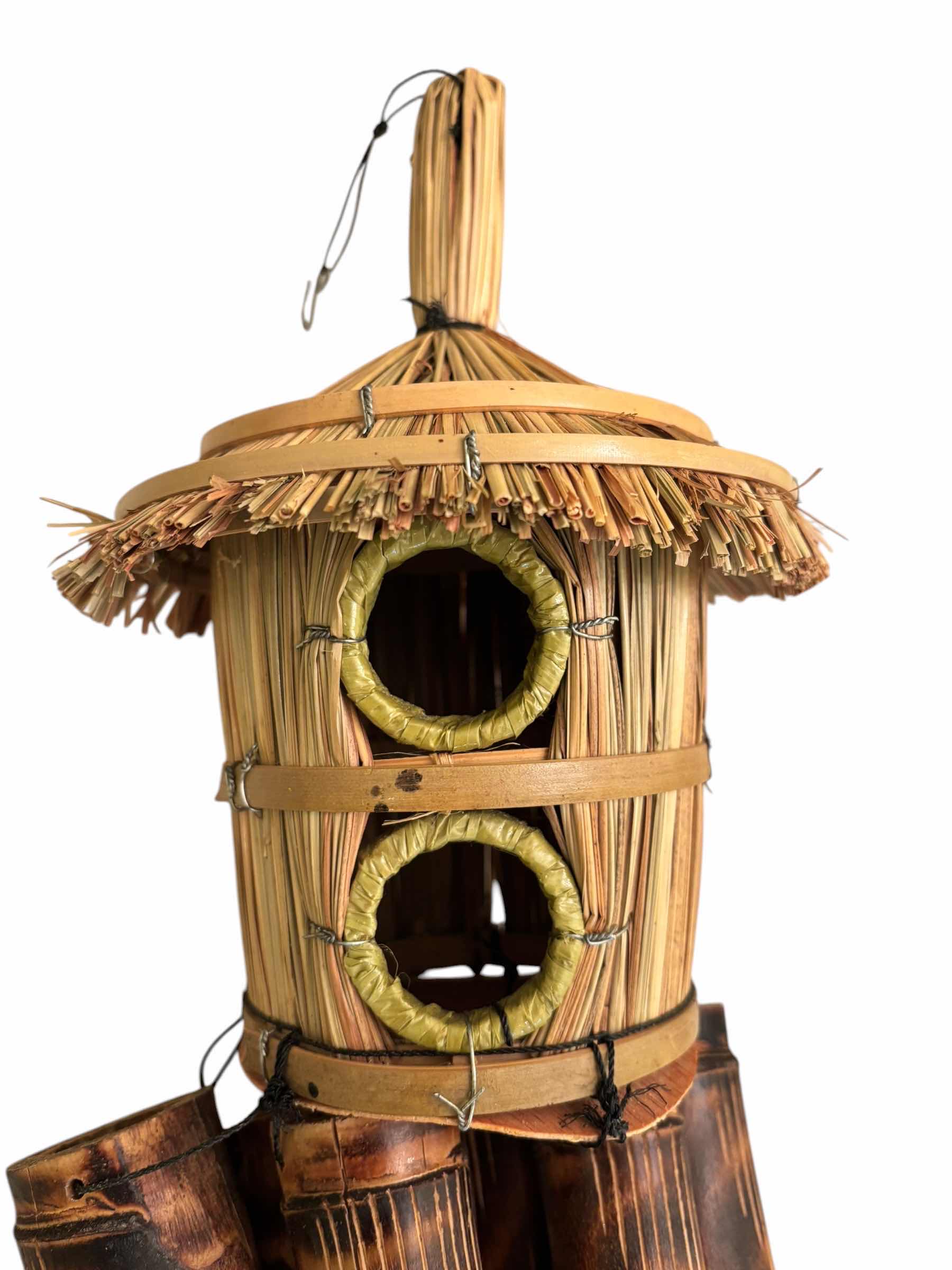 Photo 1 of HANDCRAFTED THATCHED ROOF BIRDHOUSE BAMBOO WIND CHIME