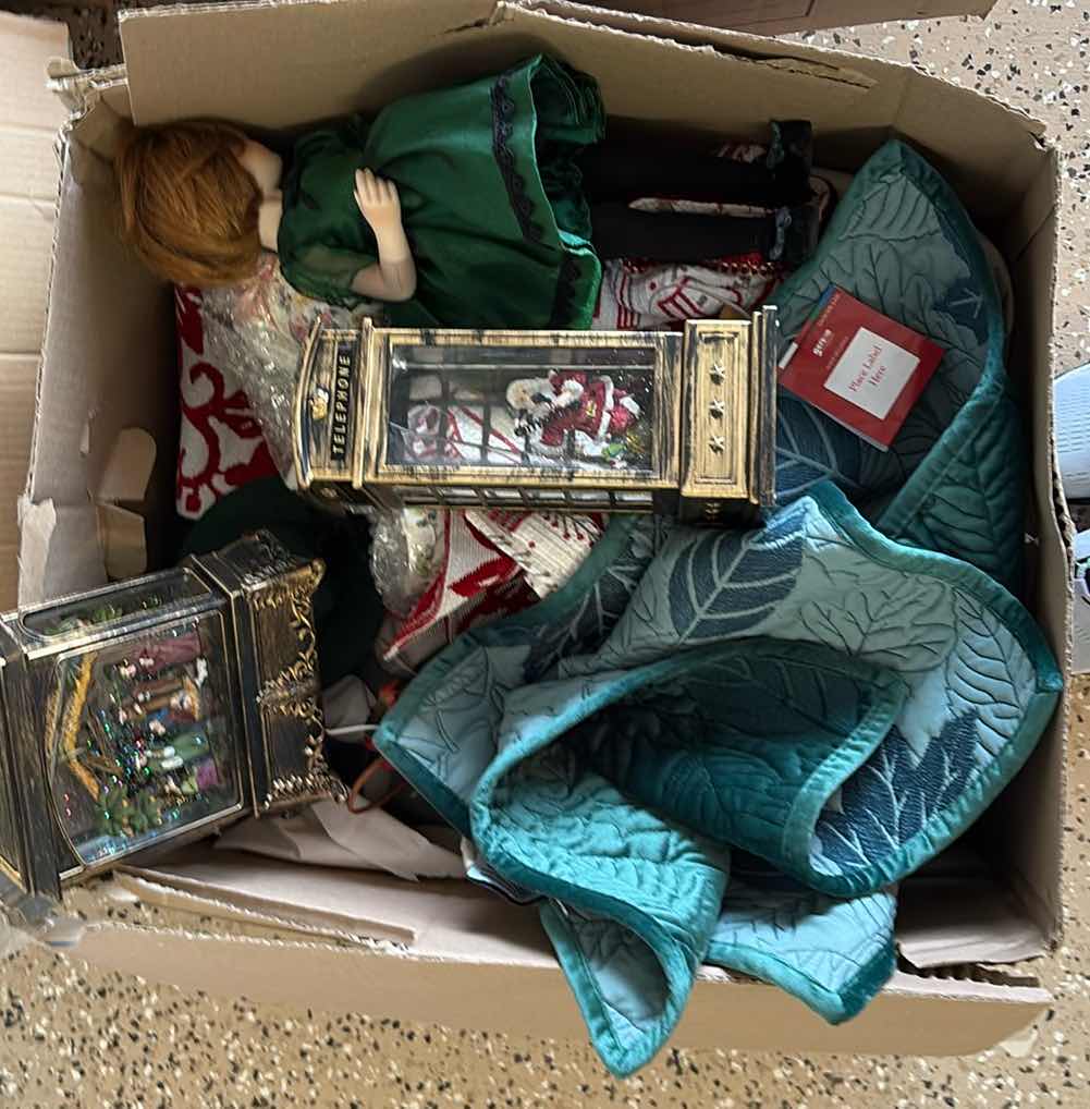 Photo 1 of BOX OF CHRISTMAS- NATIVITY SCENE, PORCELAIN DOLL & MORE