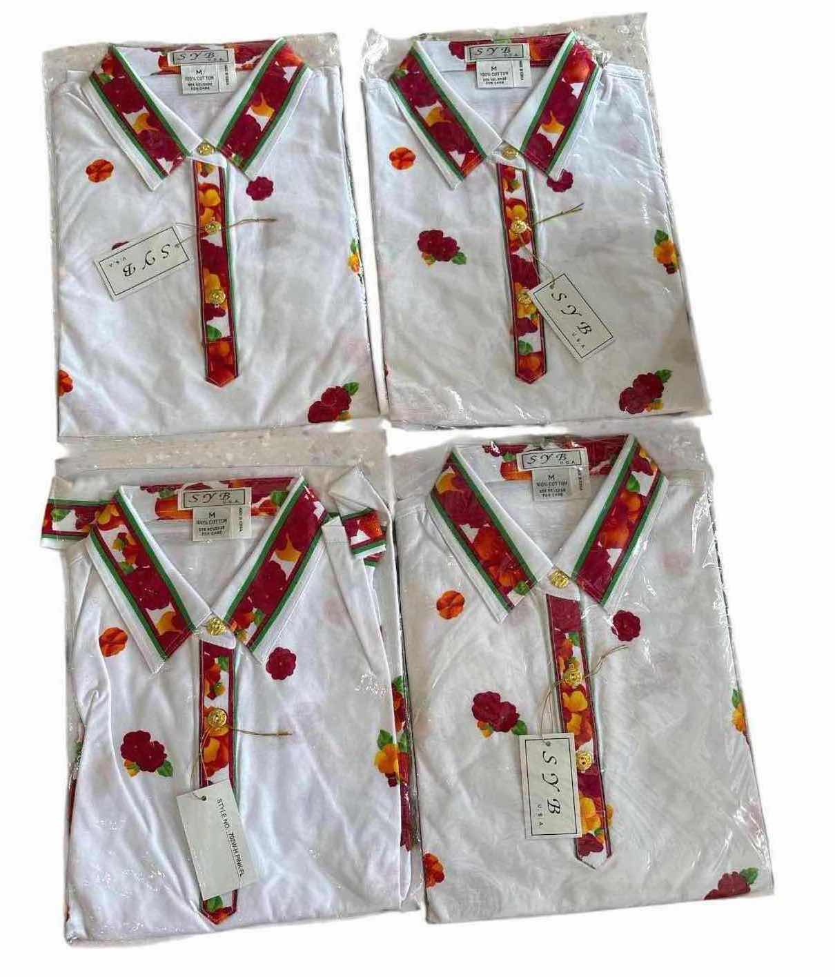 Photo 1 of (5)PCS NWT FLORAL TUNIC TOPS WITH COLORFUL TRIM WOMENS SIZE S,M&L $70
