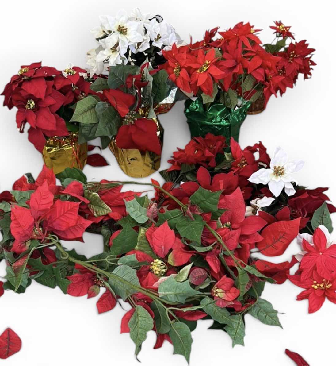 Photo 1 of POINSETTIAS FAUX PLANTS AND SWAGS