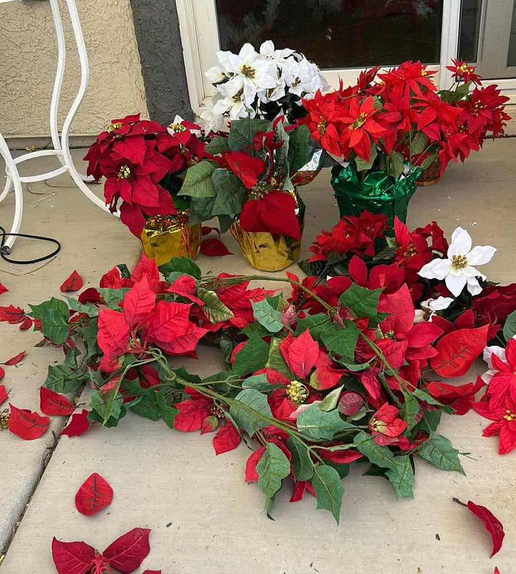 Photo 1 of POINSETTIAS FAUX PLANTS AND SWAGS