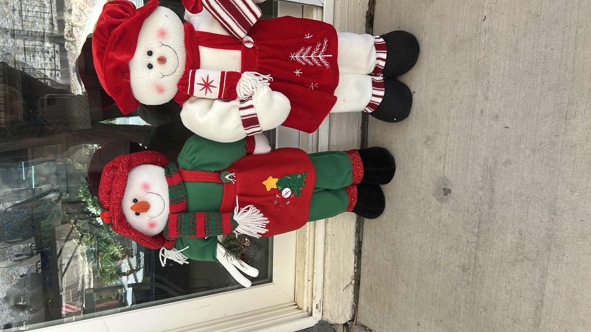 Photo 1 of CHRISTMAS DECOR – SNOWMAN AND SNOWMAN H23” AND WHITE POINSETTIAS