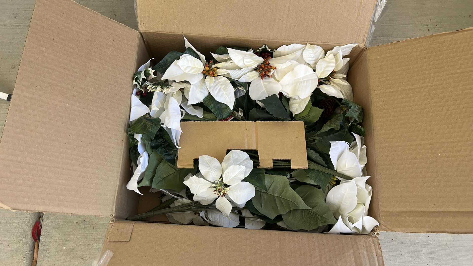 Photo 1 of CHRISTMAS DECOR – SNOWMAN AND SNOWMAN H23” AND WHITE POINSETTIAS