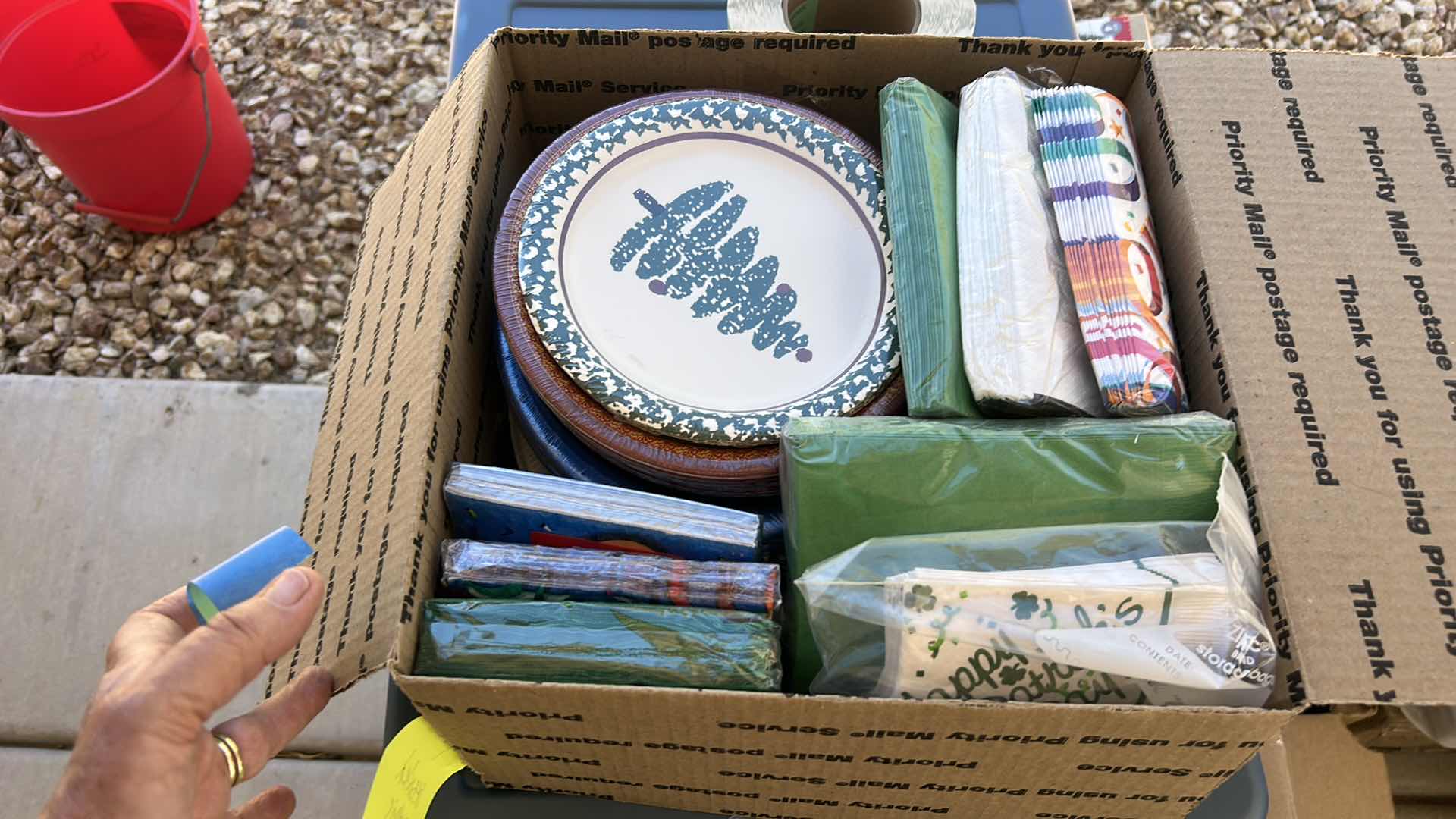 Photo 1 of BOX OF NEW DISPOSABLE PLATES AND NAPKINS