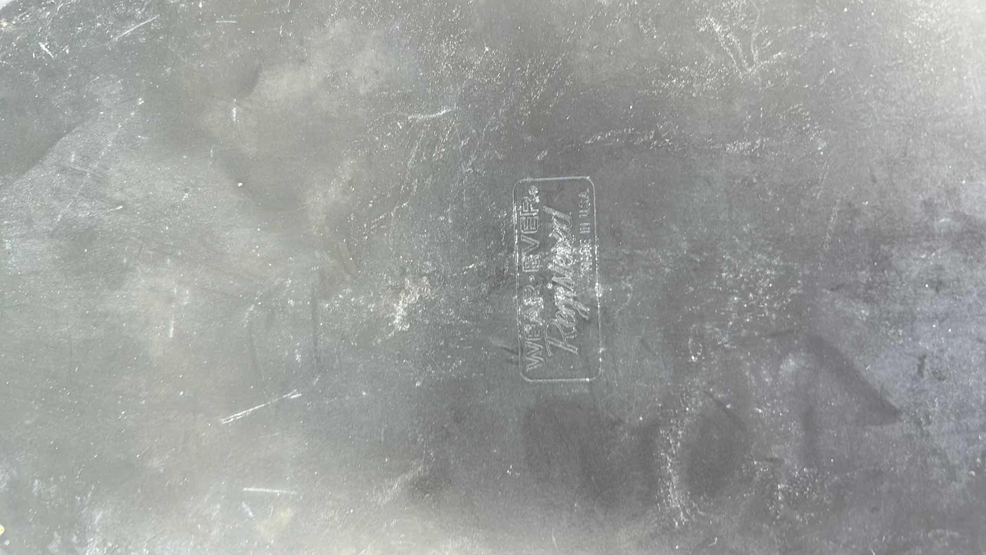 Photo 1 of VINTAGE HAND-WROUGHT ALUMINUM SERVING PIECES (LARGEST 15”)