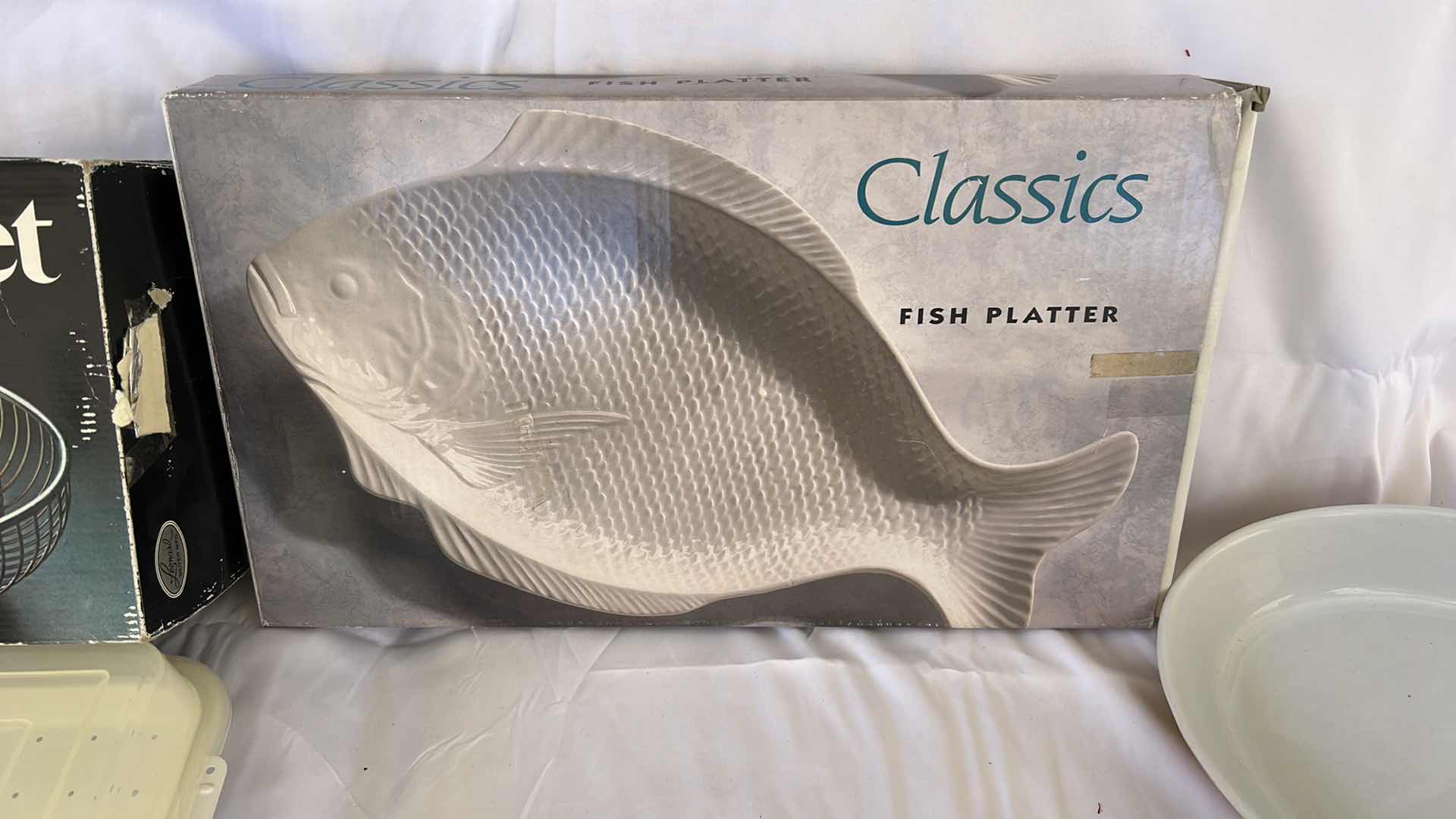 Photo 1 of HOME GOODS - CERAMIC FISH PLATTER, 24K GOLD PLATED UTENSILS, BREAD BASKET, EMILE HENRY DISH FROM FRANCE & MORE