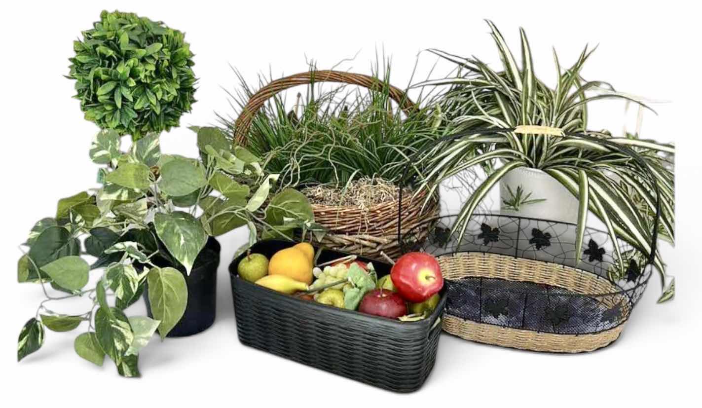 Photo 1 of HOME DECOR – BASKETS, FAUX FRUIT AND FAUX GREENERY ARRANGEMENTS