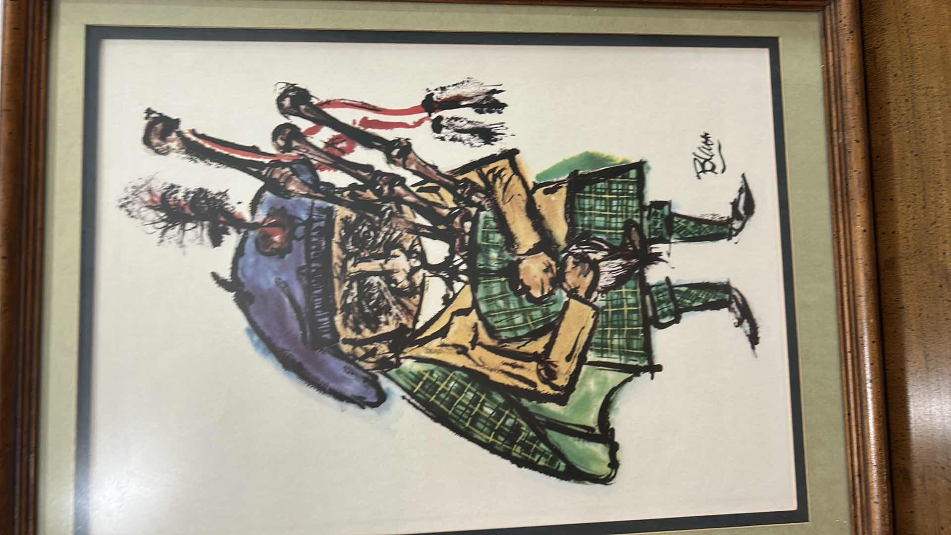 Photo 1 of FOUR FRAMED VINTAGE 1970S MILITARY CARICATURE PRINTS BY INTERCRAFT INDUSTRIES CORP ARTIST BLATT, 13” x H17 1/2”