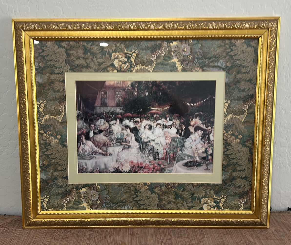 Photo 1 of FRAMED ART PRINT OF “LE DÎNER À L’HÔTEL RITZ, PARIS” (C. 1904) BY ARTIST PIERRE-GEORGES JEANNIOT. ARTWORK 35” x H29”