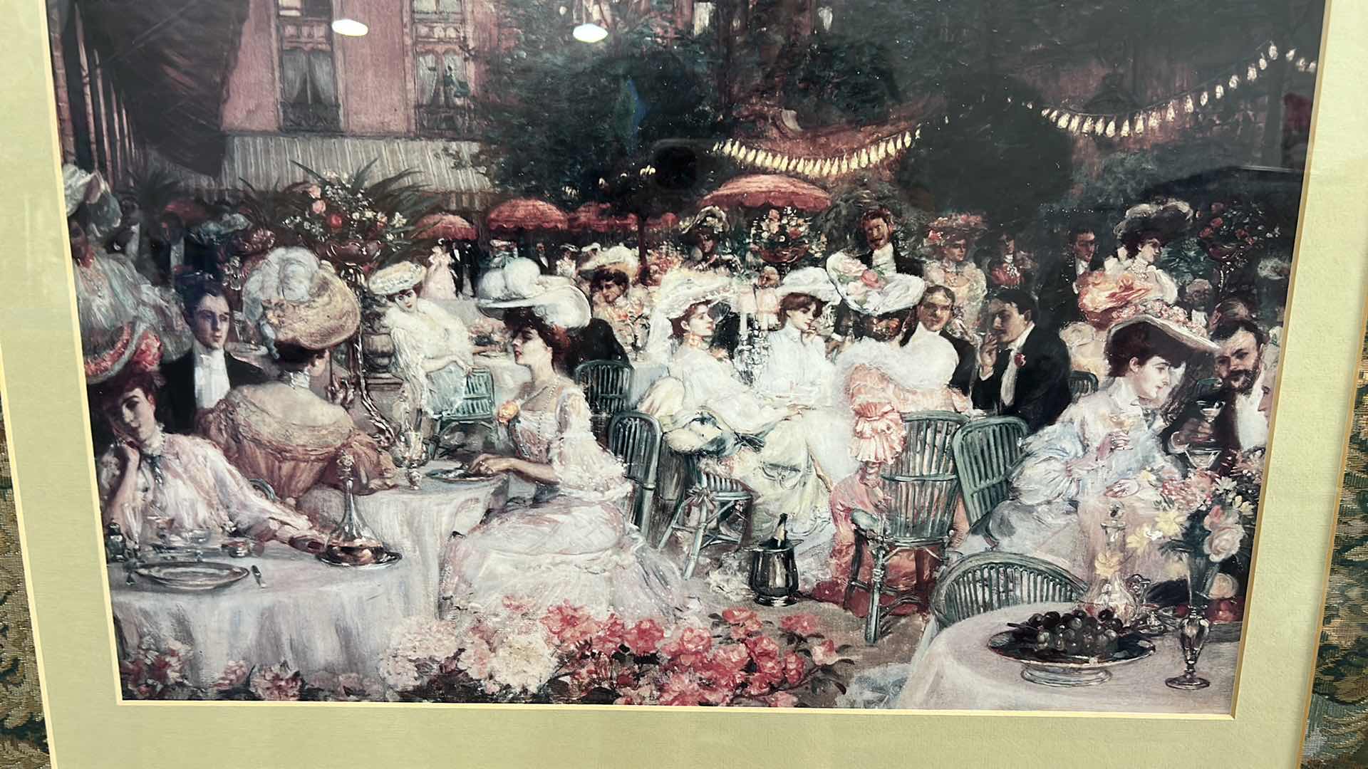 Photo 1 of FRAMED ART PRINT OF “LE DÎNER À L’HÔTEL RITZ, PARIS” (C. 1904) BY ARTIST PIERRE-GEORGES JEANNIOT. ARTWORK 35” x H29”