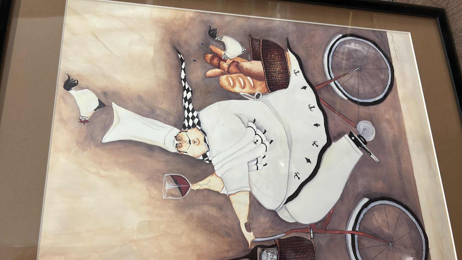 Photo 1 of FRAMED ART PRINT TITLED “CHEF TO GO” BY ARTIST JENNIFER GARANT. ARTWORK 19” x H25 1/4
