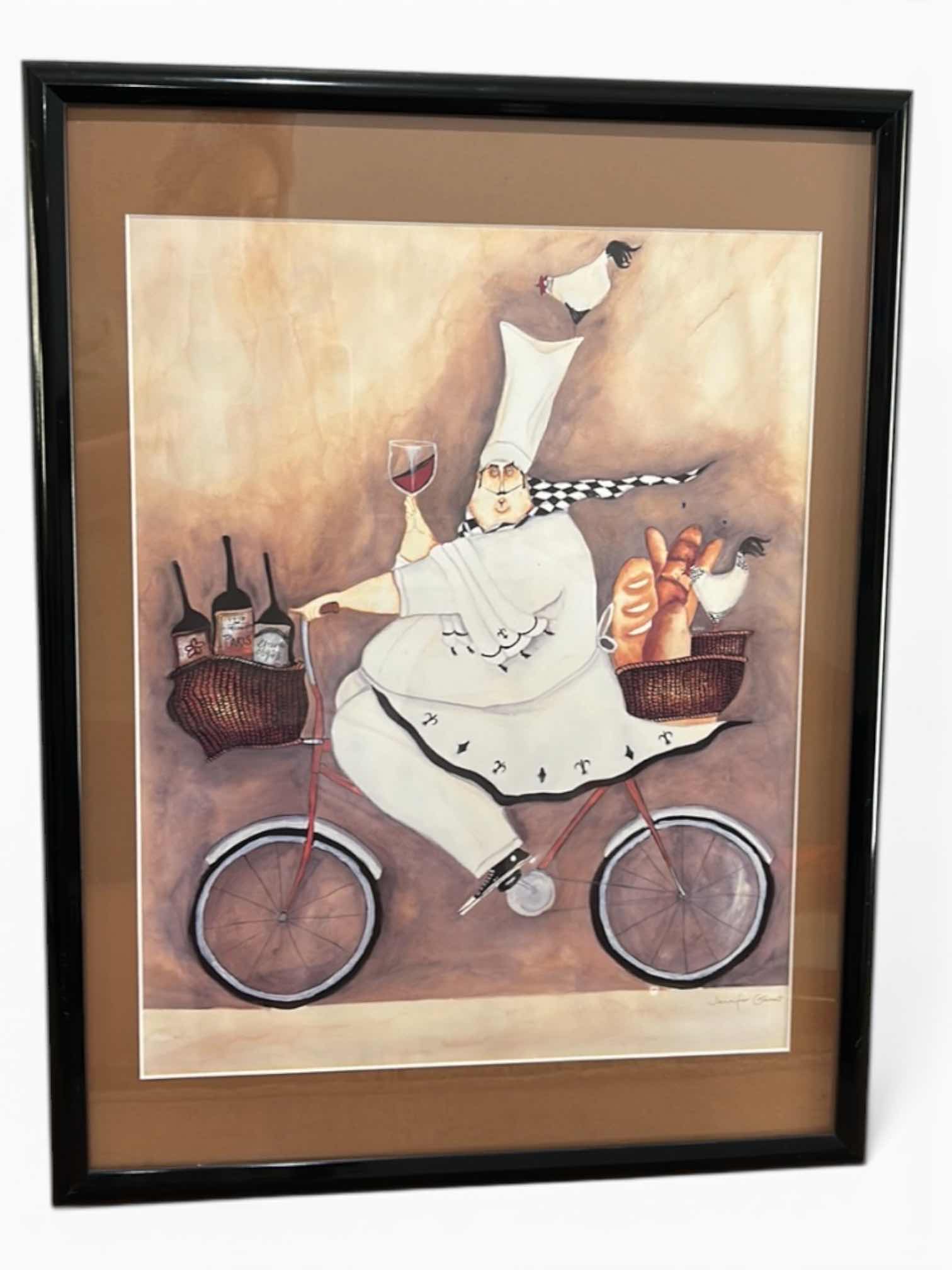 Photo 1 of FRAMED ART PRINT TITLED “CHEF TO GO” BY ARTIST JENNIFER GARANT. ARTWORK 19” x H25 1/4