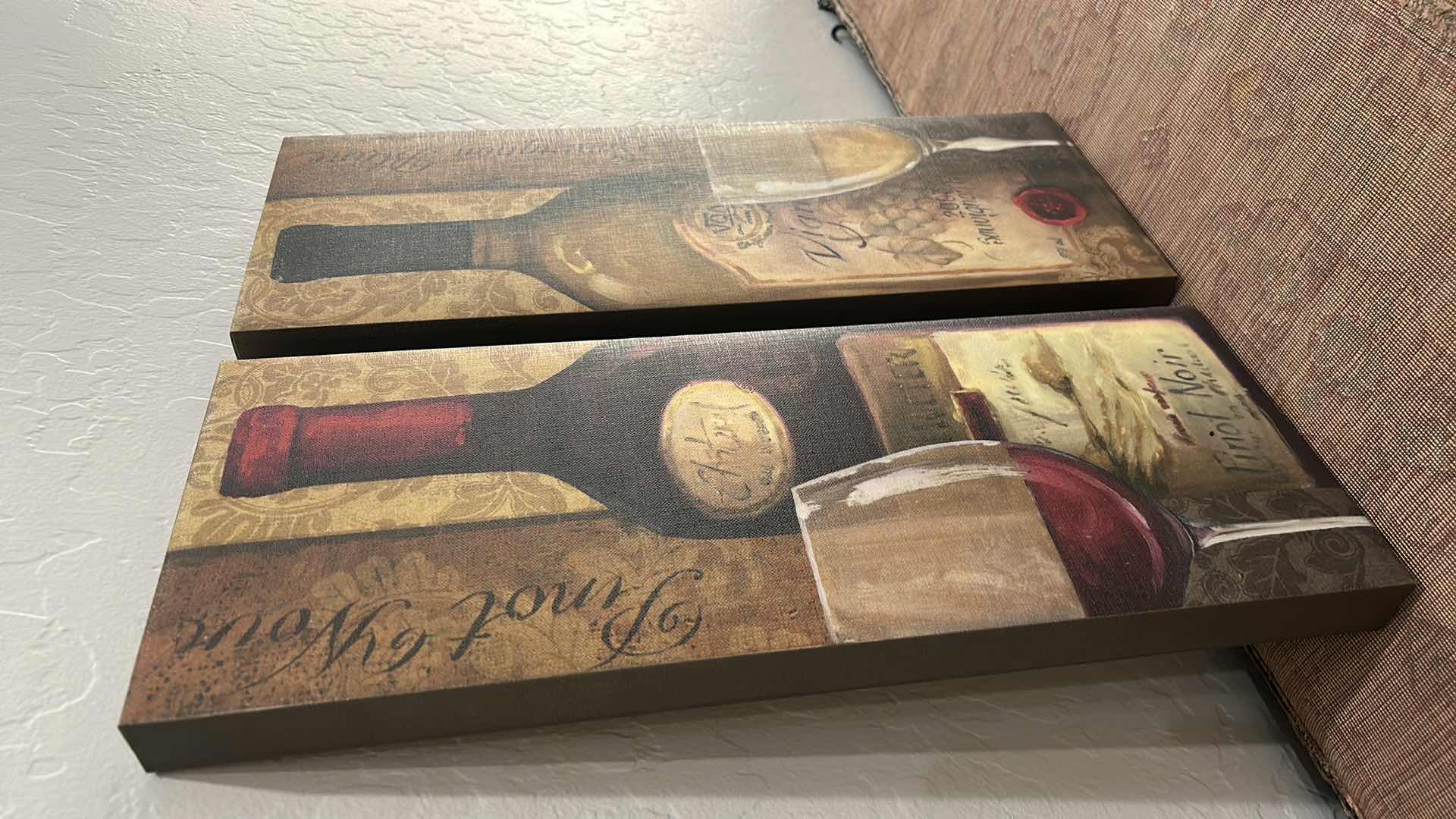 Photo 1 of 2 - STRETCHED CANVAS “RED AND WHITE WINE” ARTWORK PC’S 7 1/2” x H19 1/2”