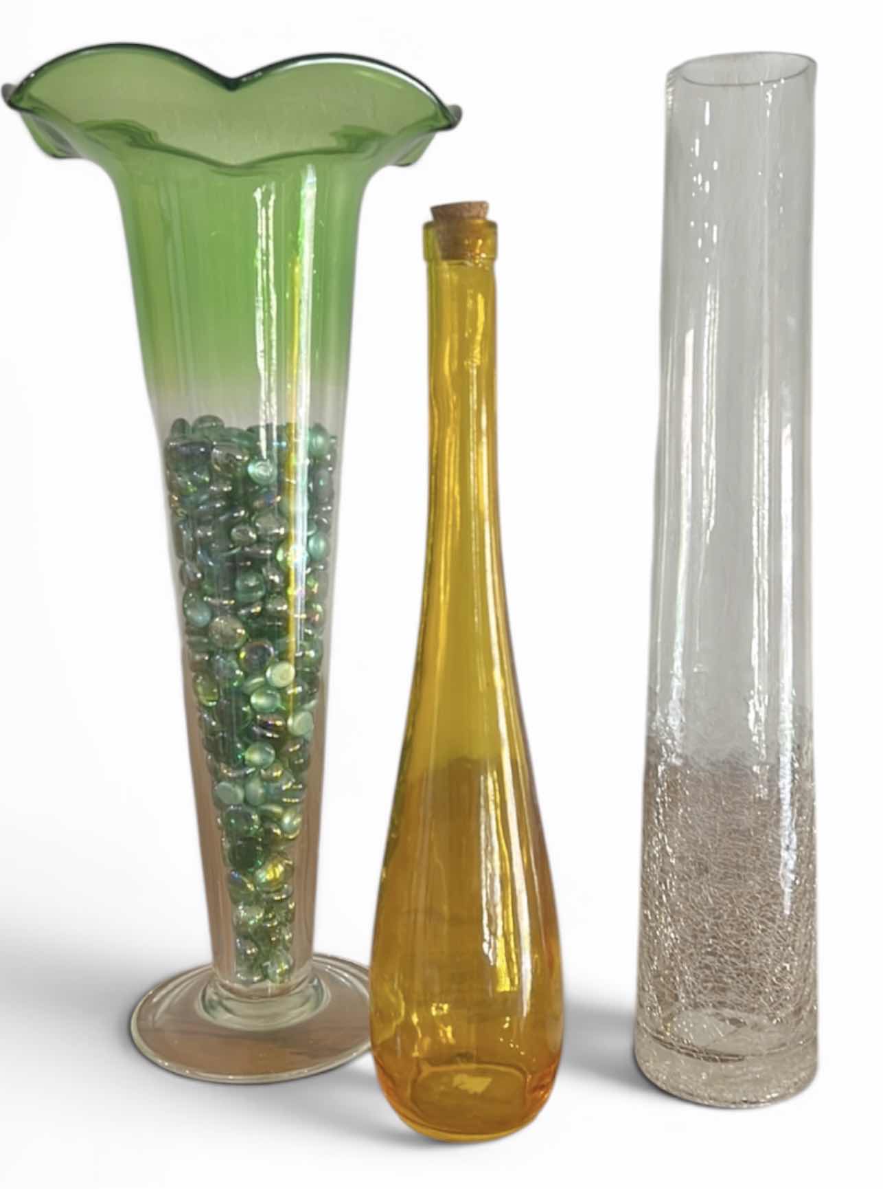 Photo 1 of 3 TALL GLASS VASES (TALLEST H20”)