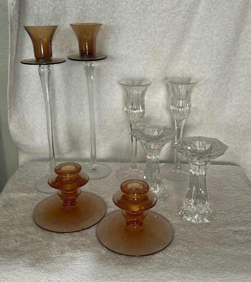 Photo 1 of GLASS AND CRYSTAL CANDLE HOLDERS H12”