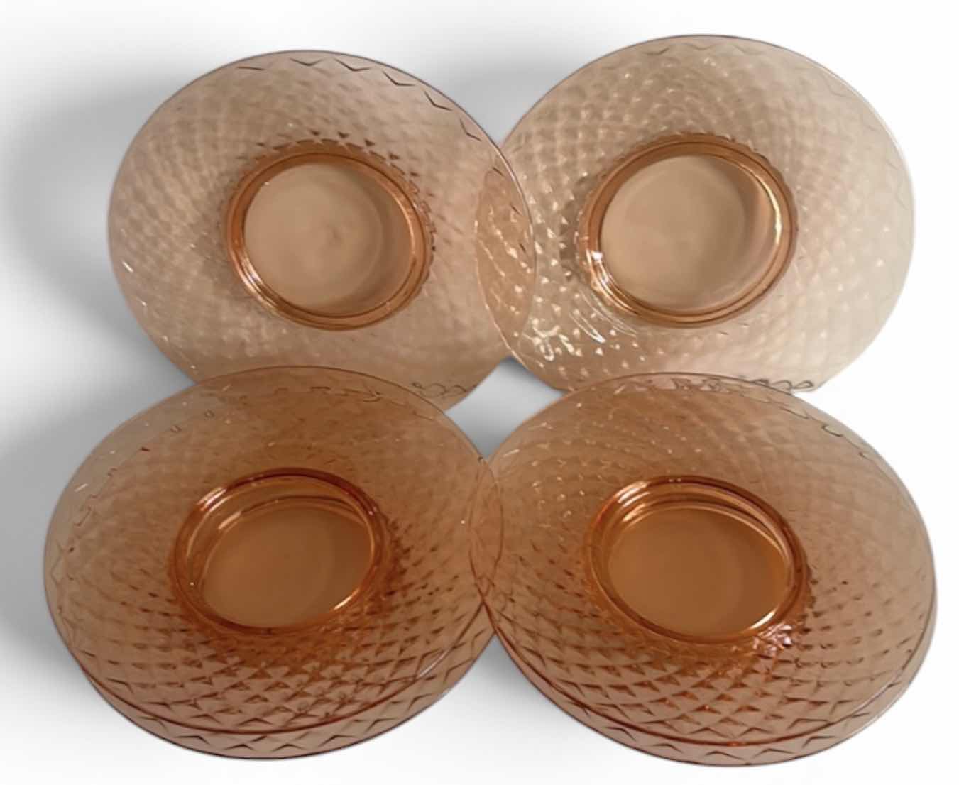 Photo 1 of 6 - VINTAGE PINK DEPRESSION GLASS PLATES 8”