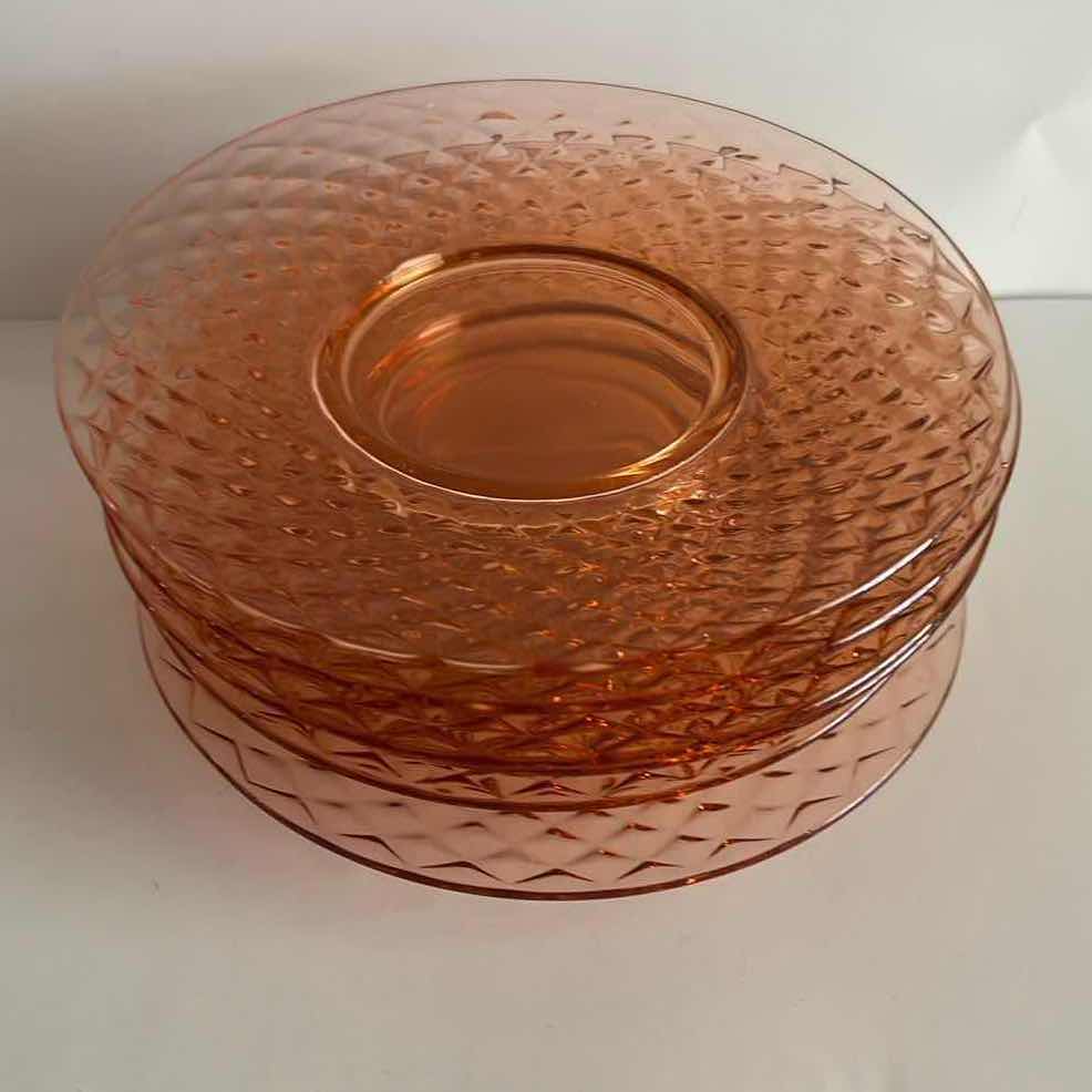 Photo 1 of 6 - VINTAGE PINK DEPRESSION GLASS PLATES 8”