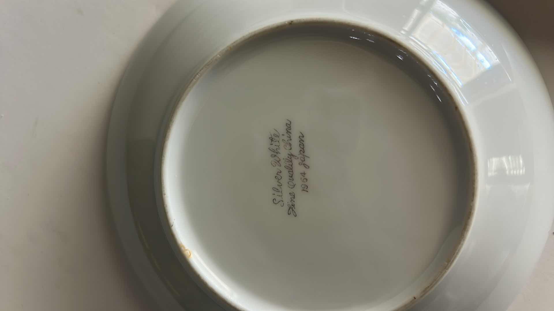 Photo 1 of 22 PC WHITE DINNERWARE, SILVER WHITE FINE QUALITY CHINA & PITCHER