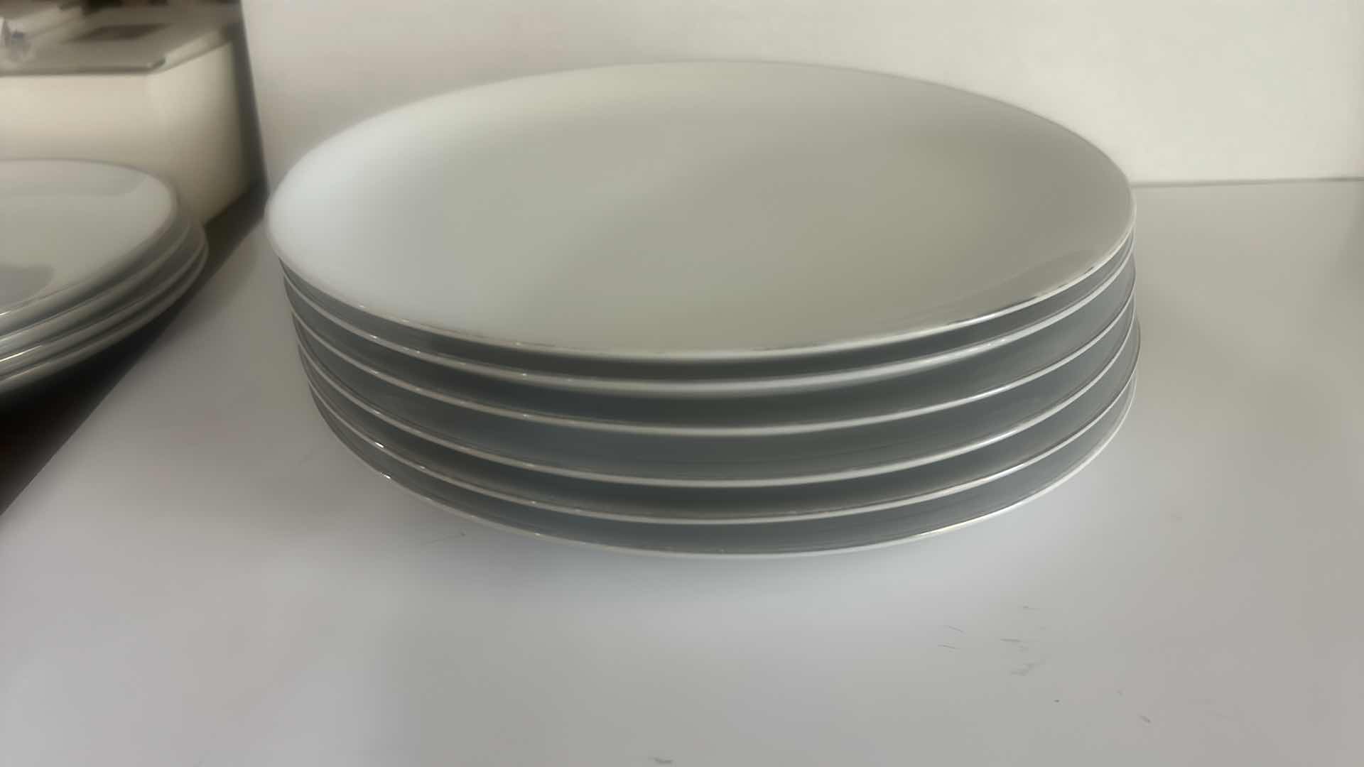 Photo 1 of 20 PC VINTAGE SILVER WHITE FINE QUALITY CHINA DINNERWARE