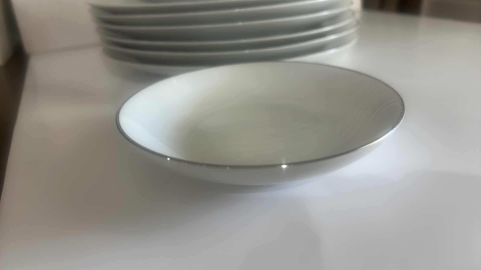 Photo 1 of 20 PC VINTAGE SILVER WHITE FINE QUALITY CHINA DINNERWARE