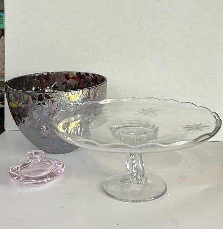 Photo 1 of VINTAGE CAKE, STAND, PINK CANDLE, HOLDER, AND BOWL