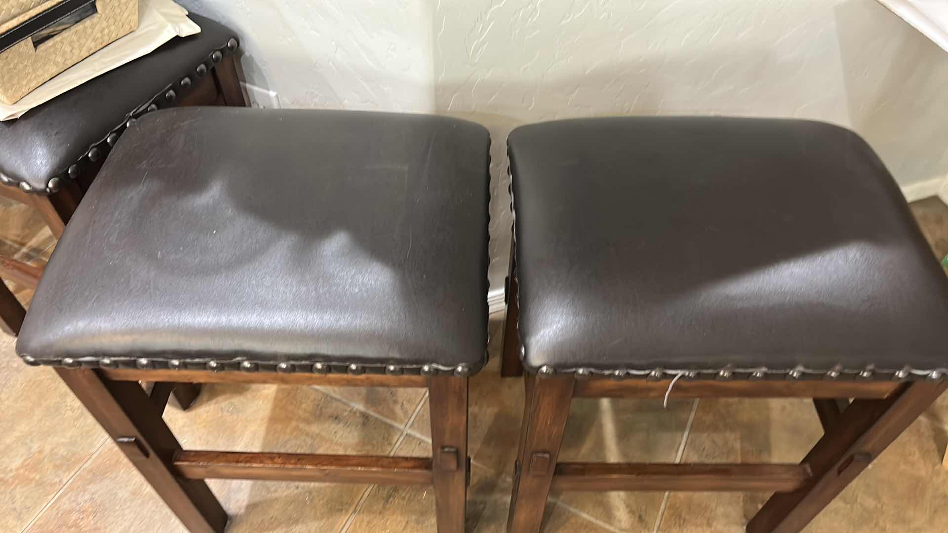 Photo 1 of PICKET HOUSE FURNISHINGS BOWEN BACKLESS STOOLS FAUX LEATHER SEAT HEIGHT, 23”