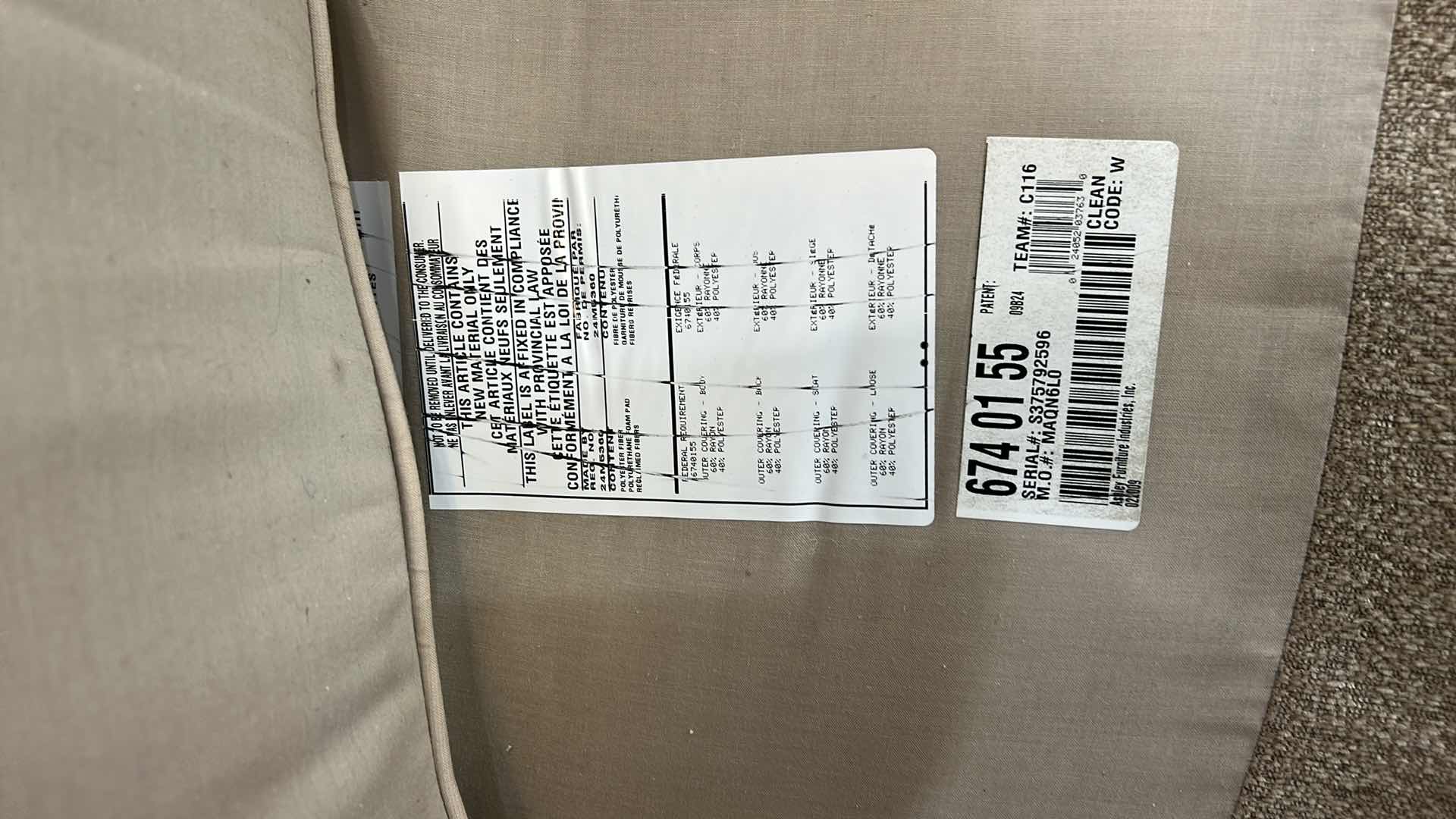 Photo 1 of ASHLEY FURNITURE CURVED SECTIONAL SOFA 14’ x 39” x H37”