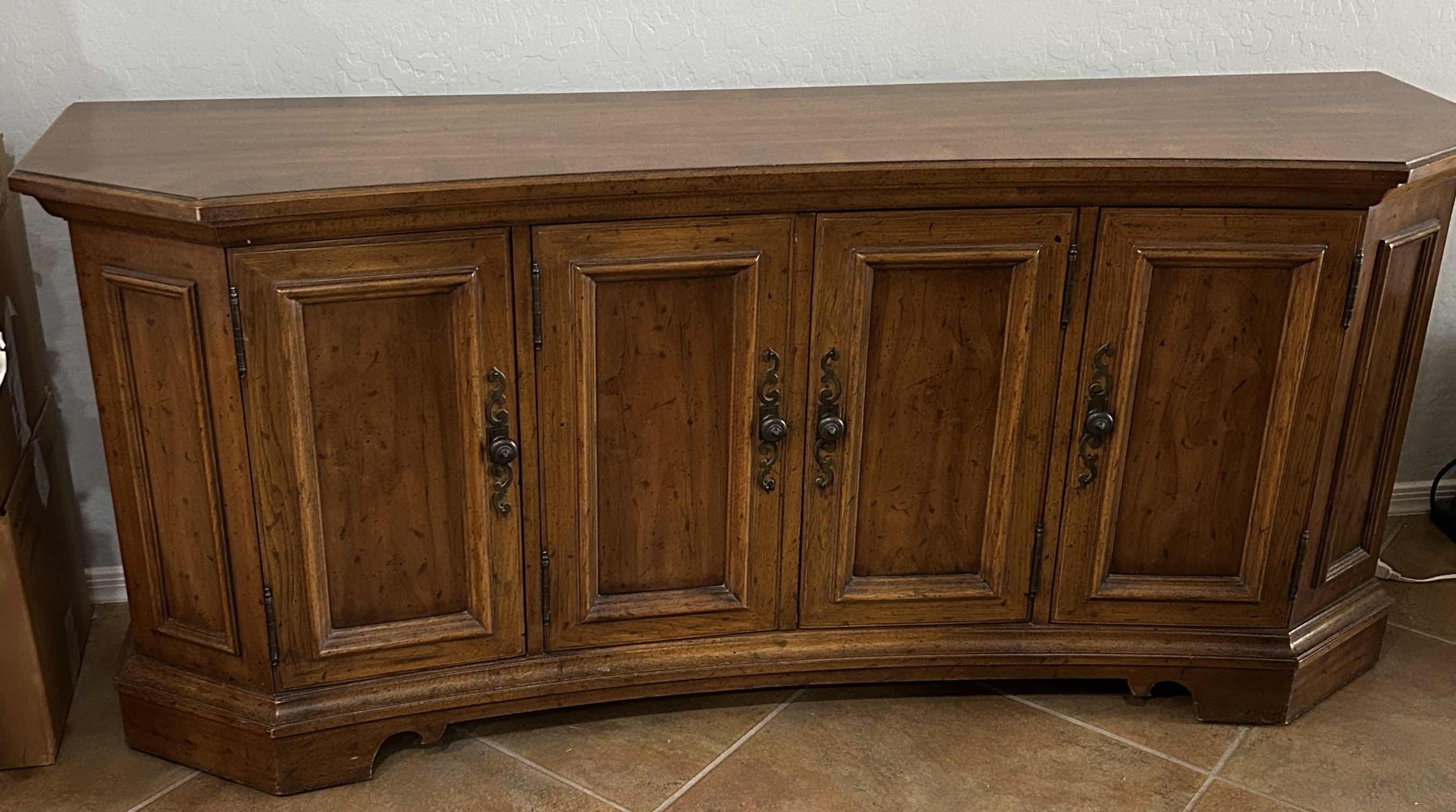 Photo 1 of HERITAGE GRAND TOUR CURVED FRONT WOOD SIDEBOARD CABINET FEATURES DISTINCTIVE WOOD GRAIN 62 1/4“ x 16“ x H27 1/2“
