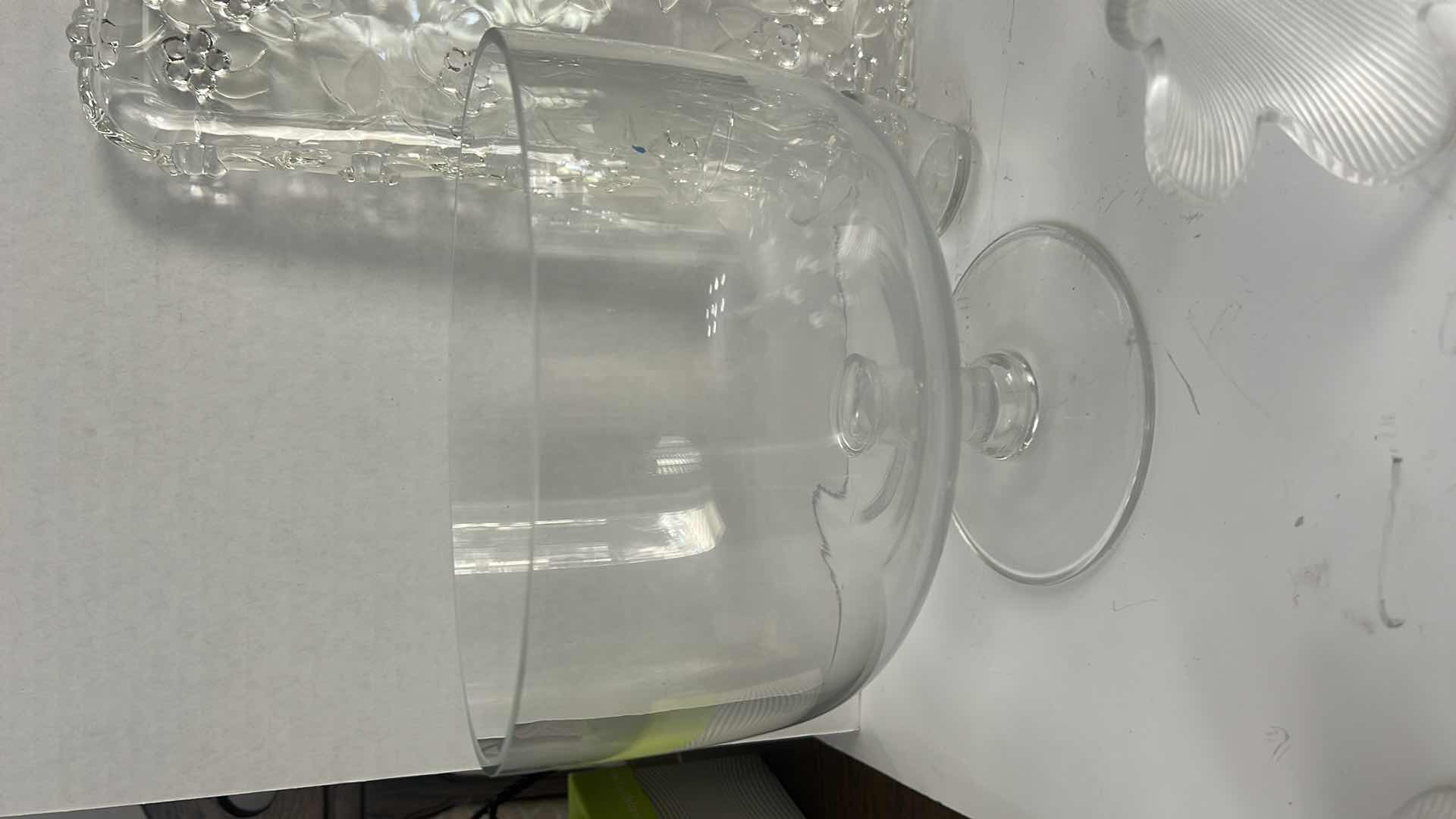 Photo 1 of CRYSTAL PLATTER, GLASS COMPOTE BOWL, CANDLE INSERTS & MORE