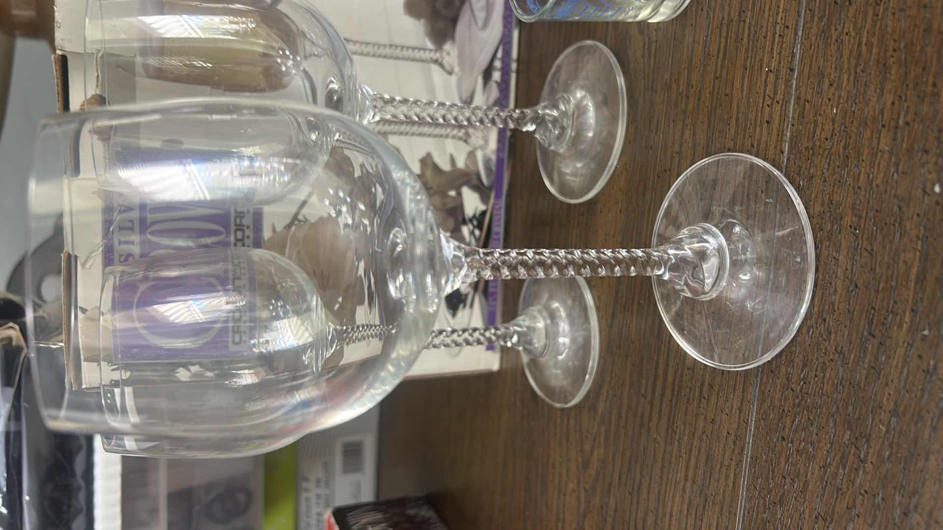 Photo 1 of 3 VINTAGE SILVER CROWN CORNING SOUTHPORT STEMWARE GLASSES & COCKTAIL, SHAKER, AND SHOT GLASS