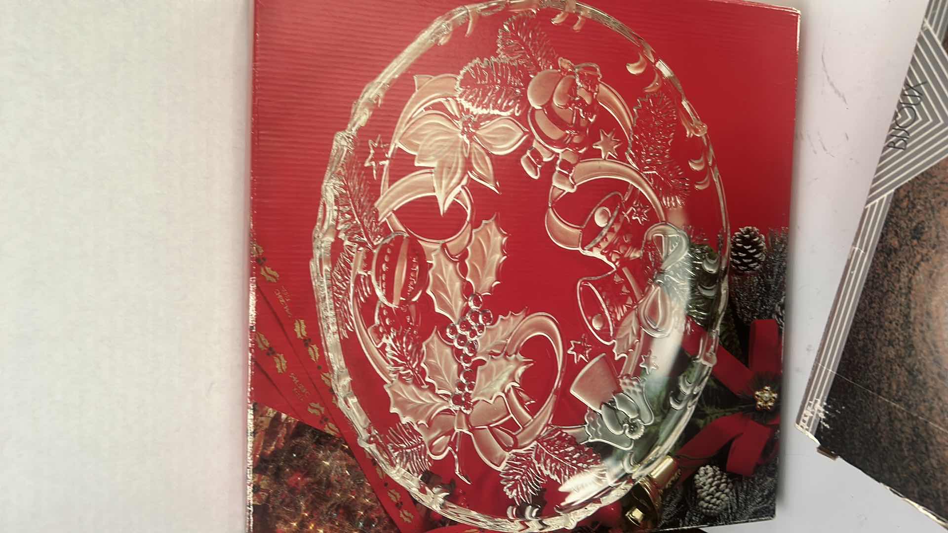 Photo 1 of VINTAGE WALTHER-GLAS “BIJOUX” CRYSTAL CANDY DISH & FESTIVE SPIRIT SA 833/313 ROUND HOSTESS PLATTER 15”
