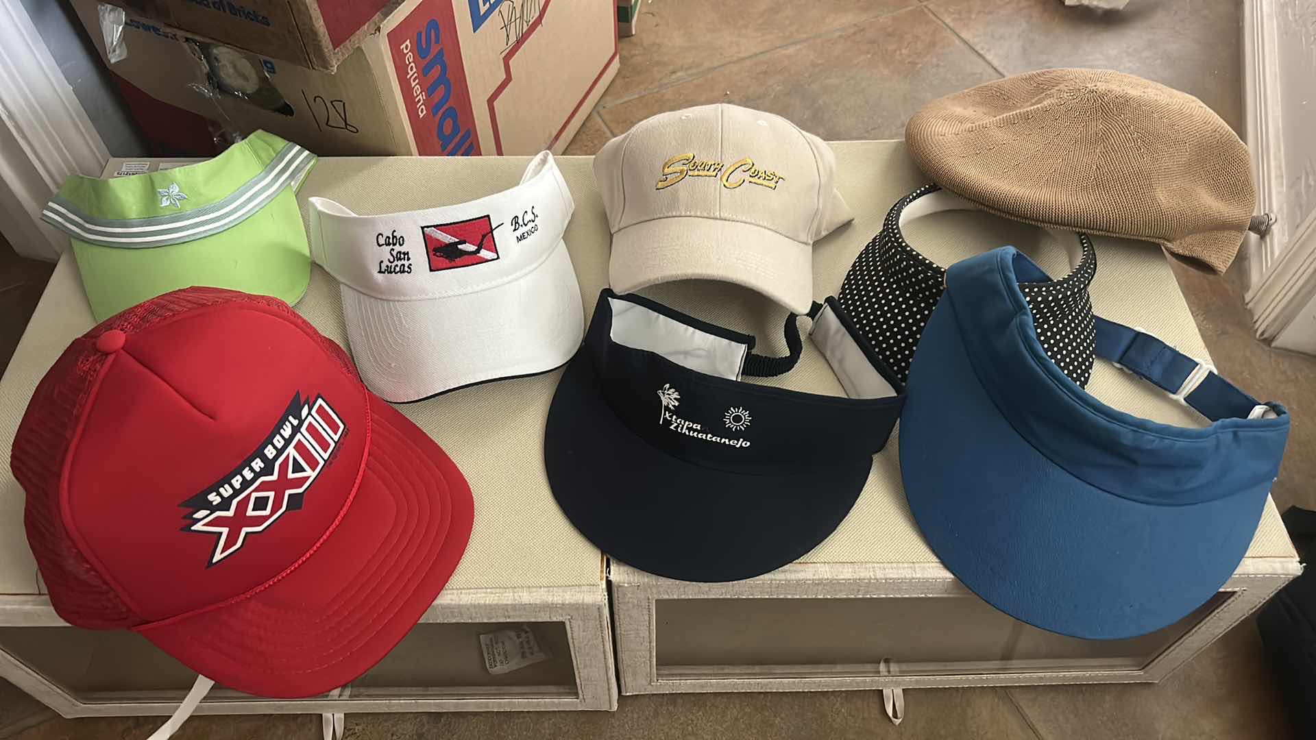 Photo 1 of TWO STORAGE BOXES WITH HATS $80