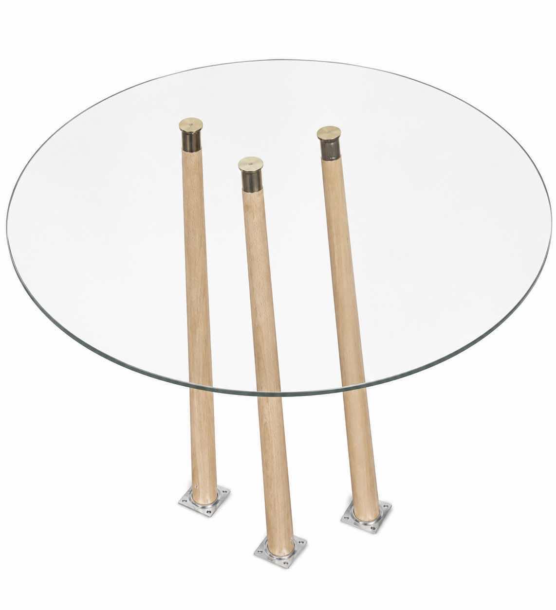 Photo 1 of 30” ROUND GLASS PC. & 3 UNRELATED TABLE LEGS W/HARDWARE
