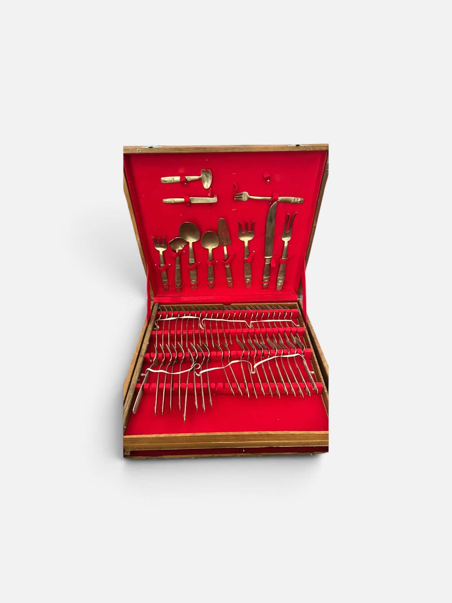 Photo 1 of VINTAGE THAI BRONZE FLATWARE, SET 87 PIECES,
