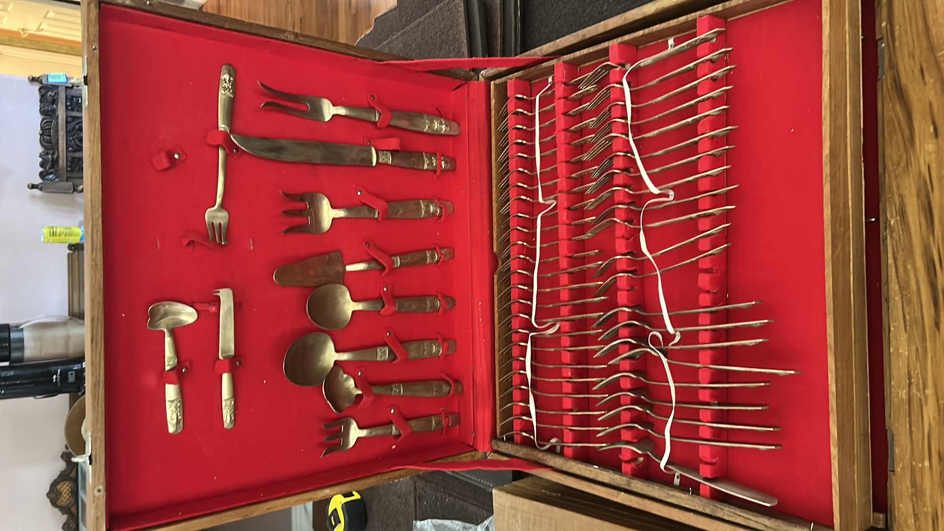 Photo 1 of VINTAGE THAI BRONZE FLATWARE, SET 87 PIECES,