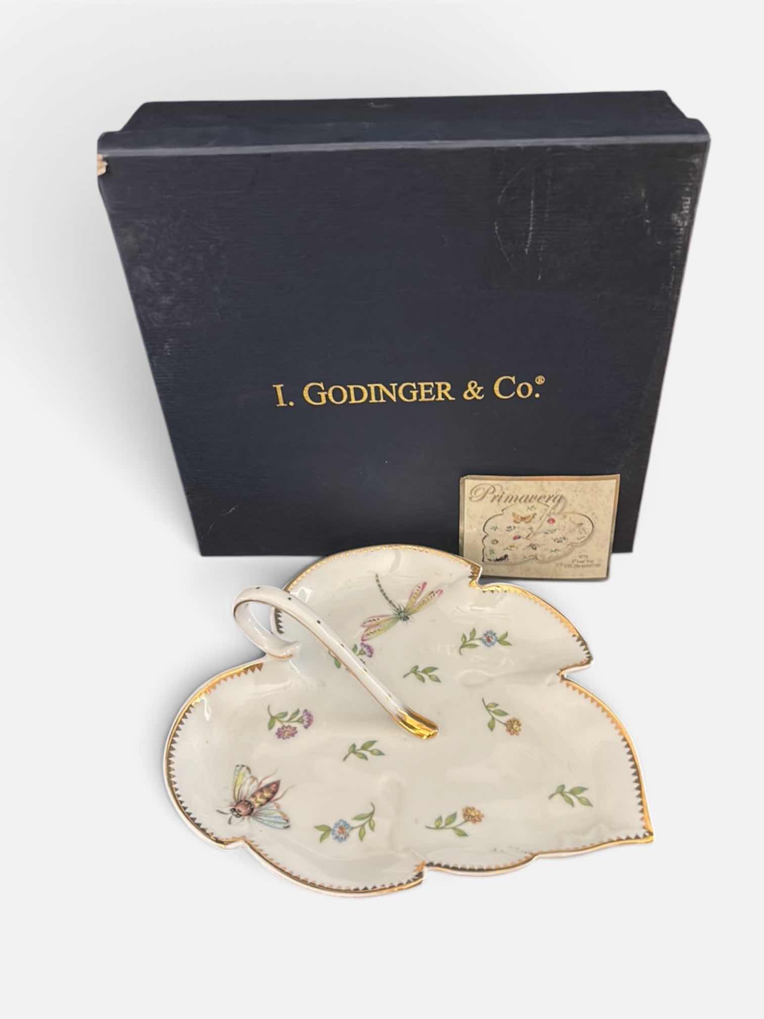 Photo 1 of GODINGER & CO. PRIMAVERA PORCELAIN HANDLED LEAF DISH WITH ORIGINAL BOX