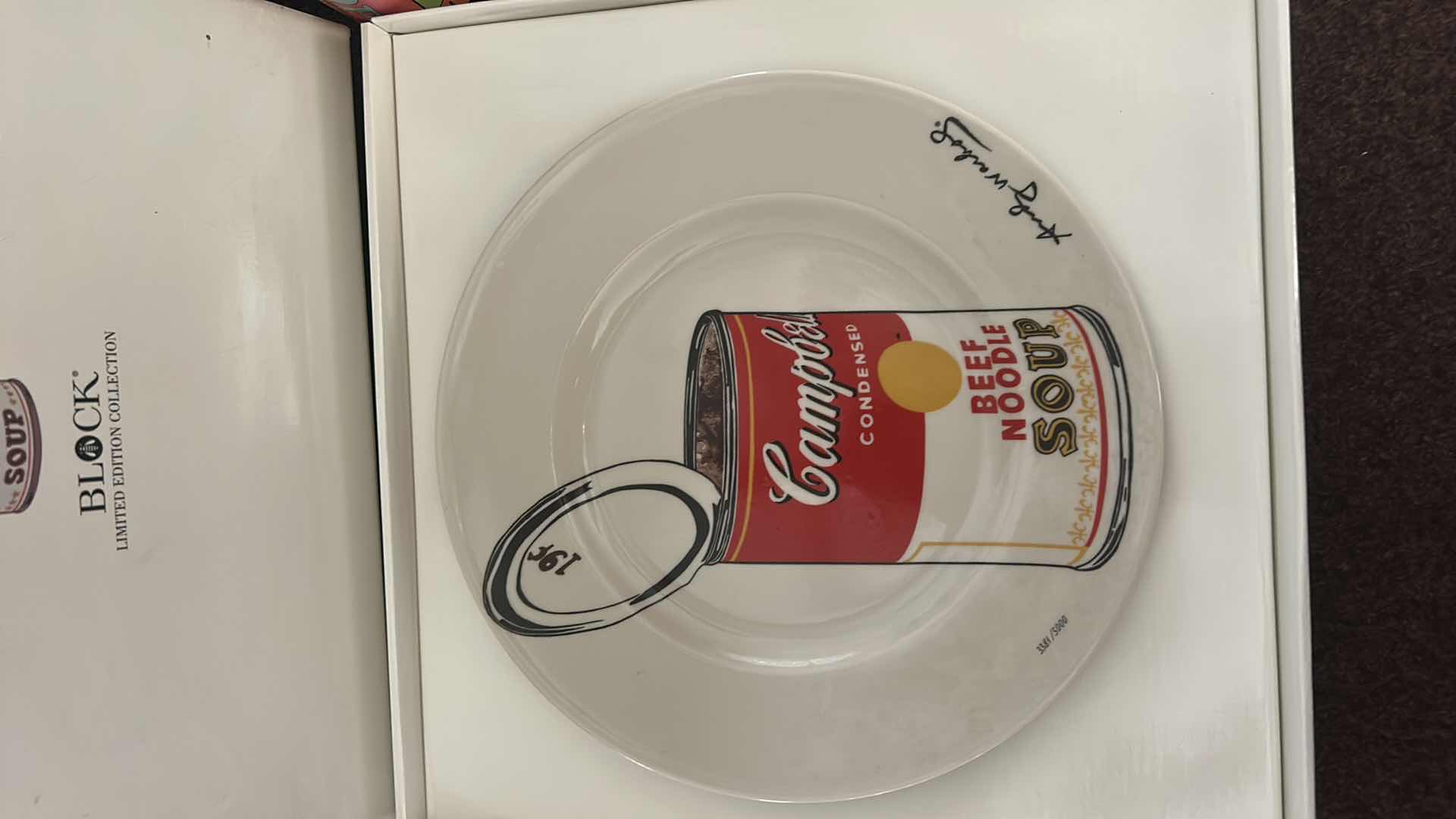 Photo 1 of ANDY WARHOL LIMITED EDITION BOX COLLECTOR SET – CAMPBELL SOUP CAN CERAMIC PLATE & HARDCOVER BOOKS